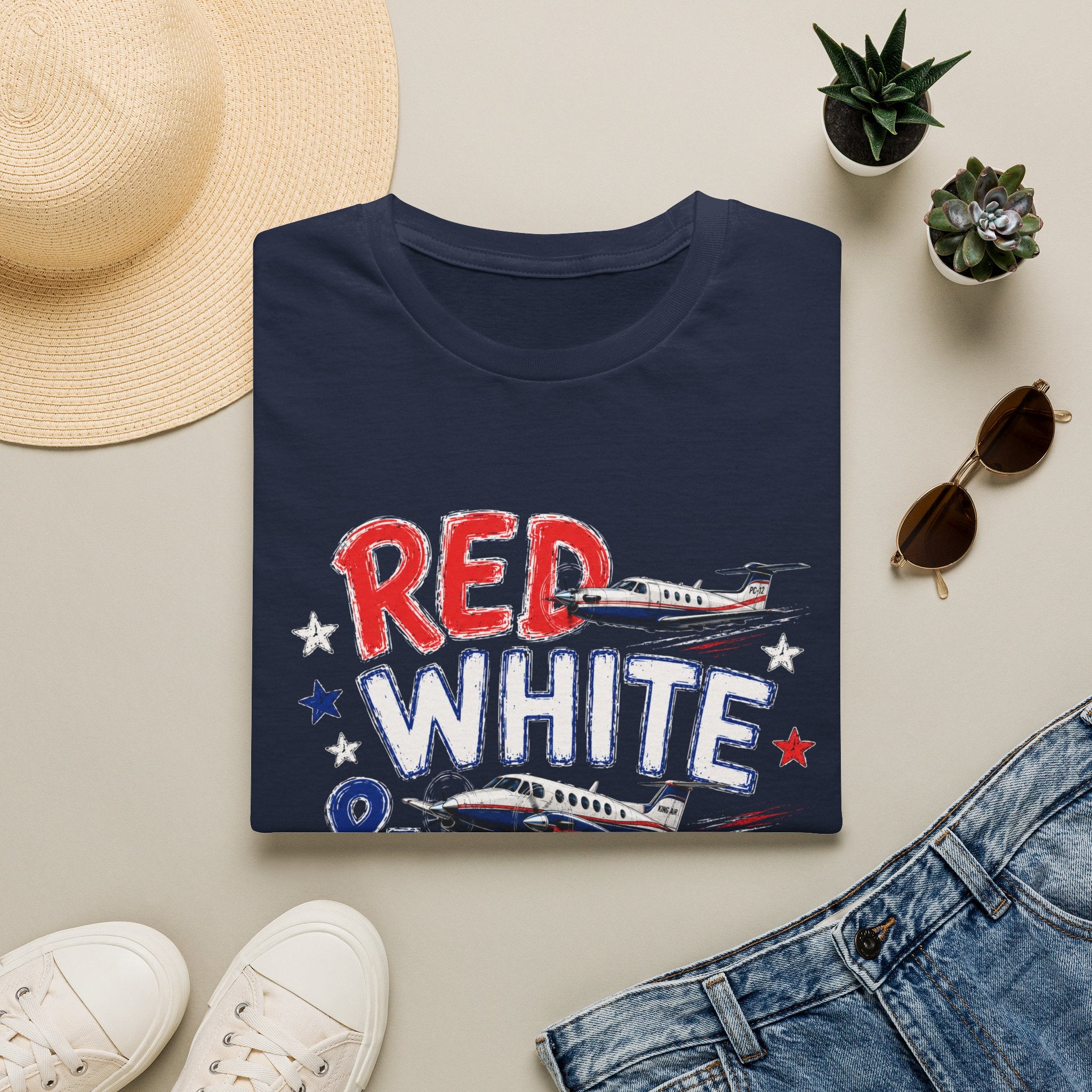 Red White and Airplanes 2  T-Shirt