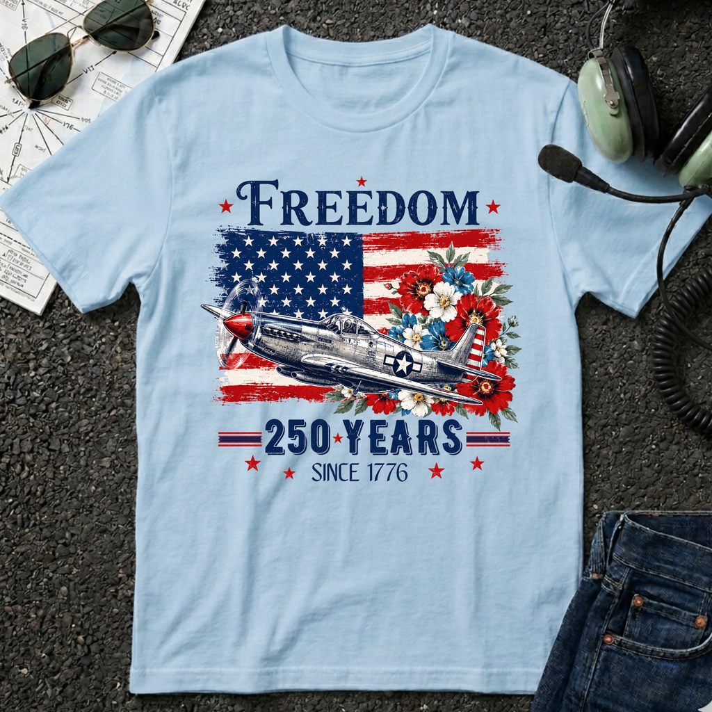 Freedom 250 Years Vintage Airplane T-Shirt