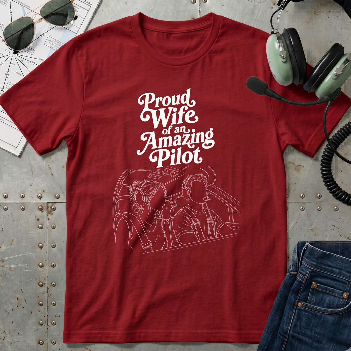 Proud Wife of an Amazing Pilot Line Art T-Shirt
