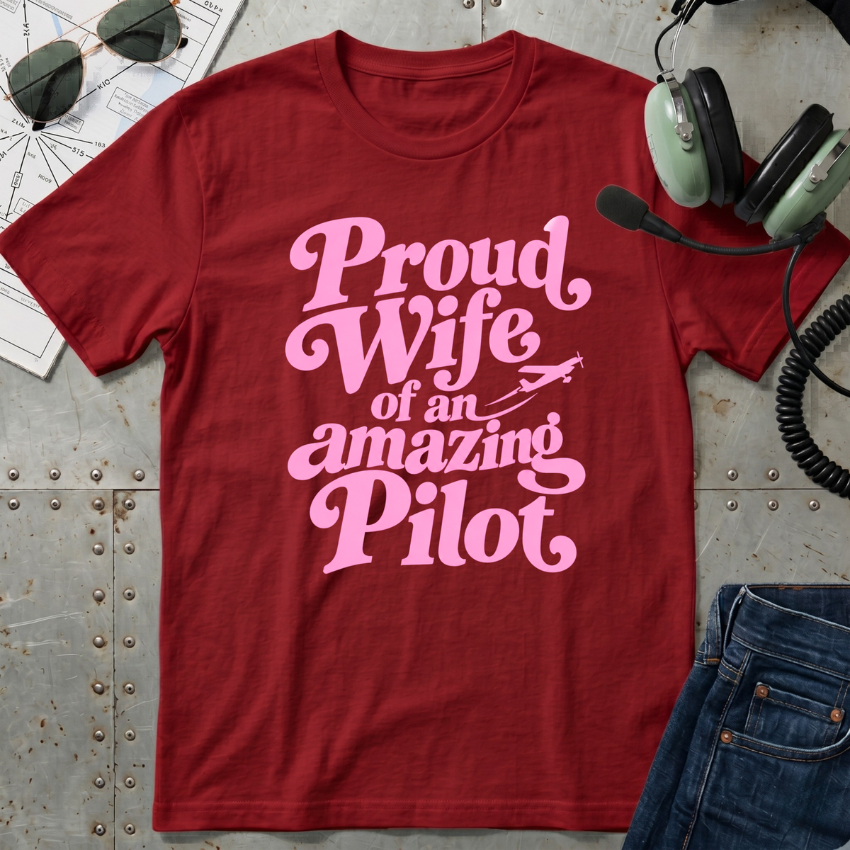 Proud Wife of an Amazing Pilot T-Shirt (Pink)