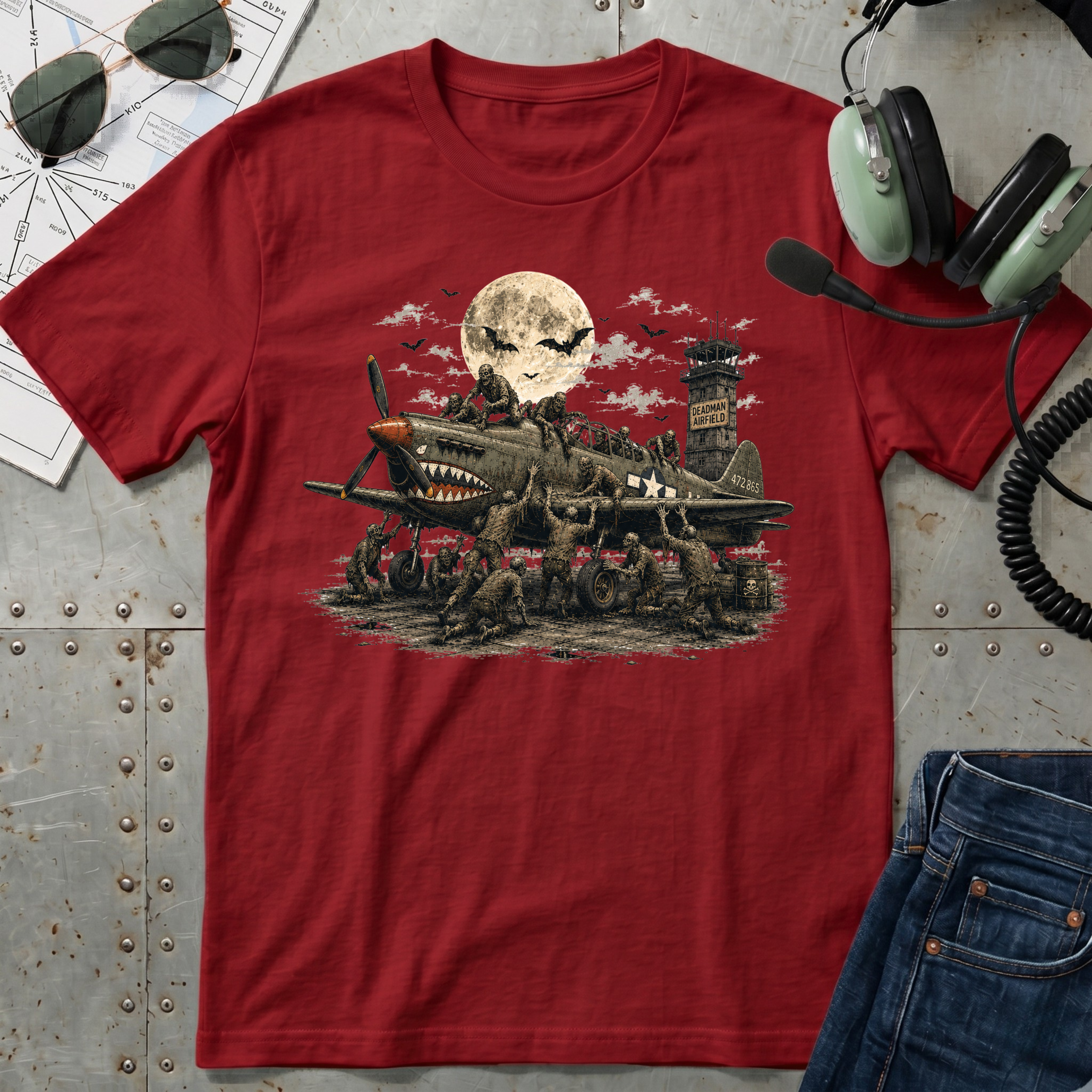 Zombies attack Airplane - Halloween T-Shirt