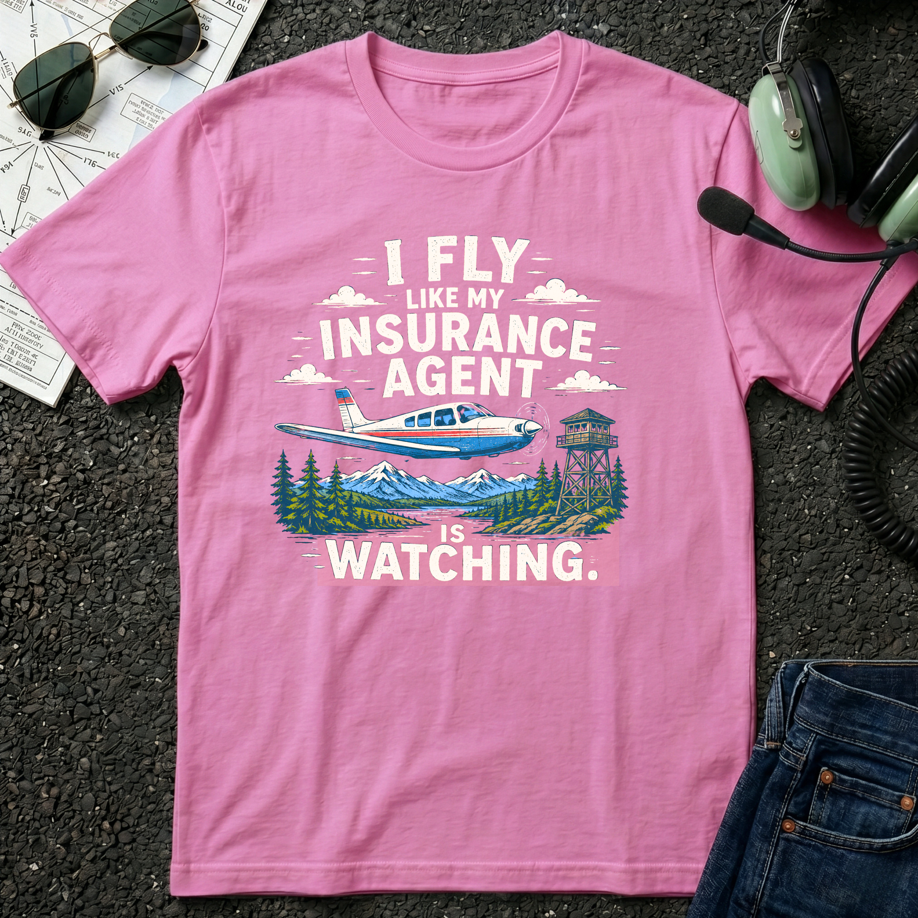 White Airplane Picnic T-Shirt