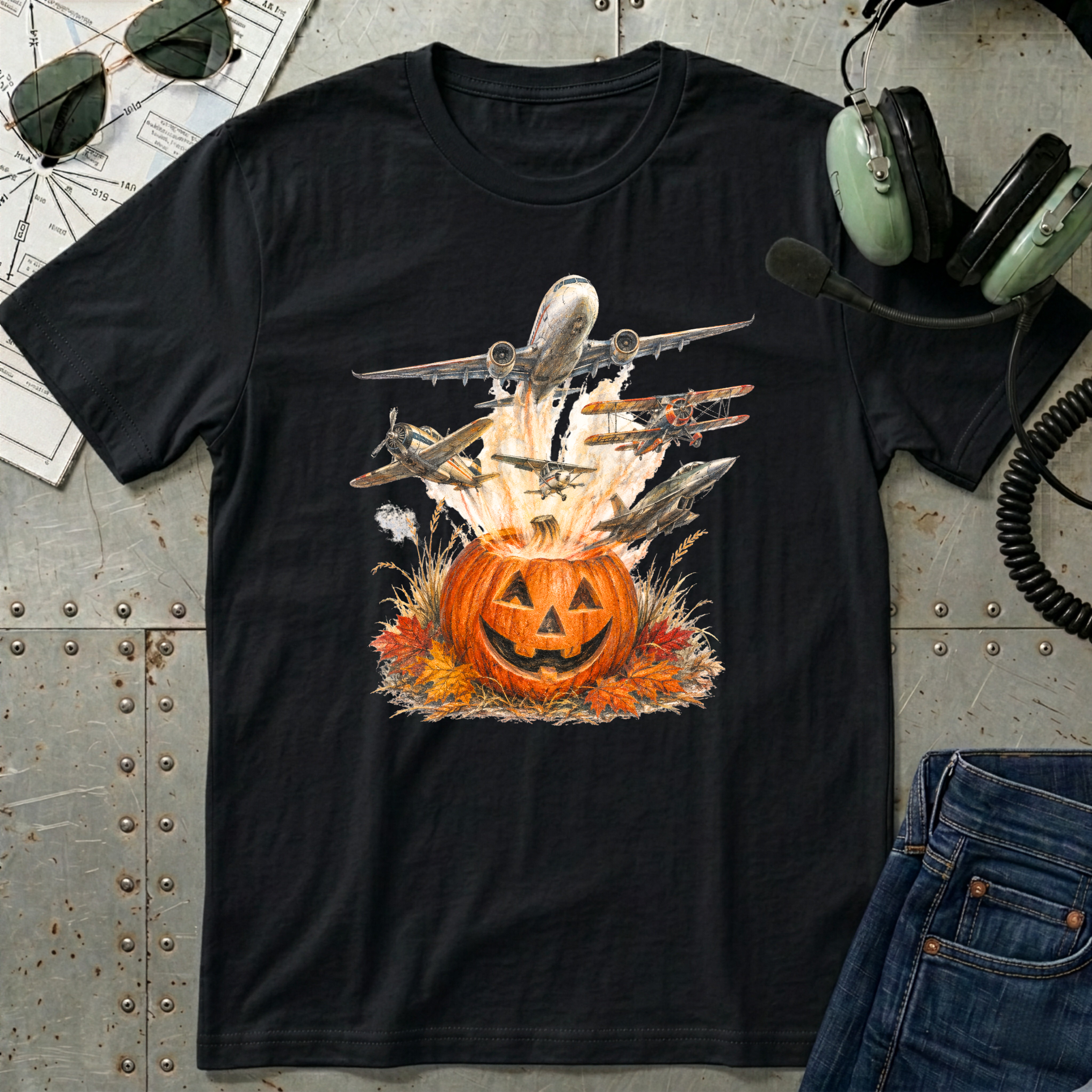 Spooky Pumpkin Aviation T-shirt