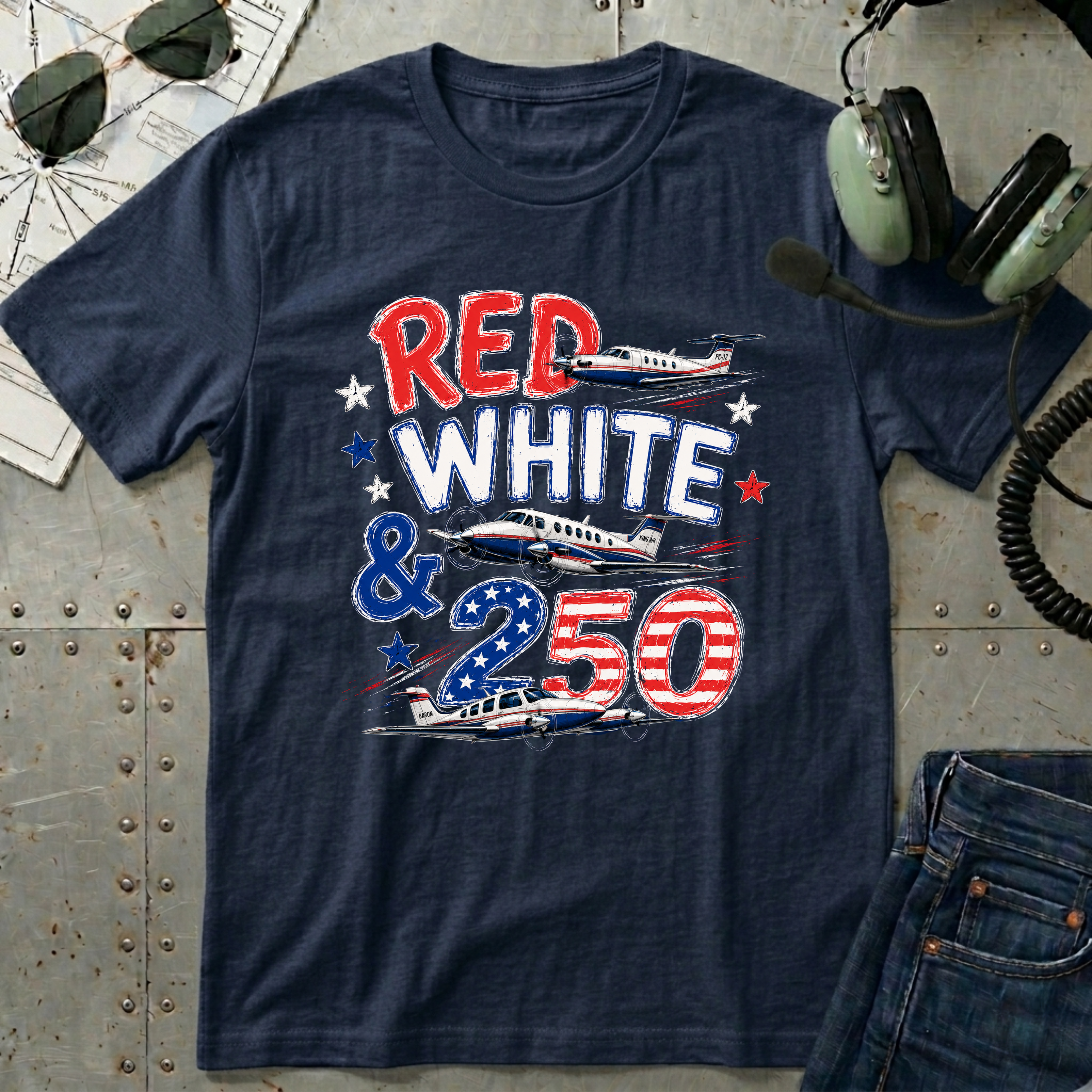Red White and Airplanes 2  T-Shirt