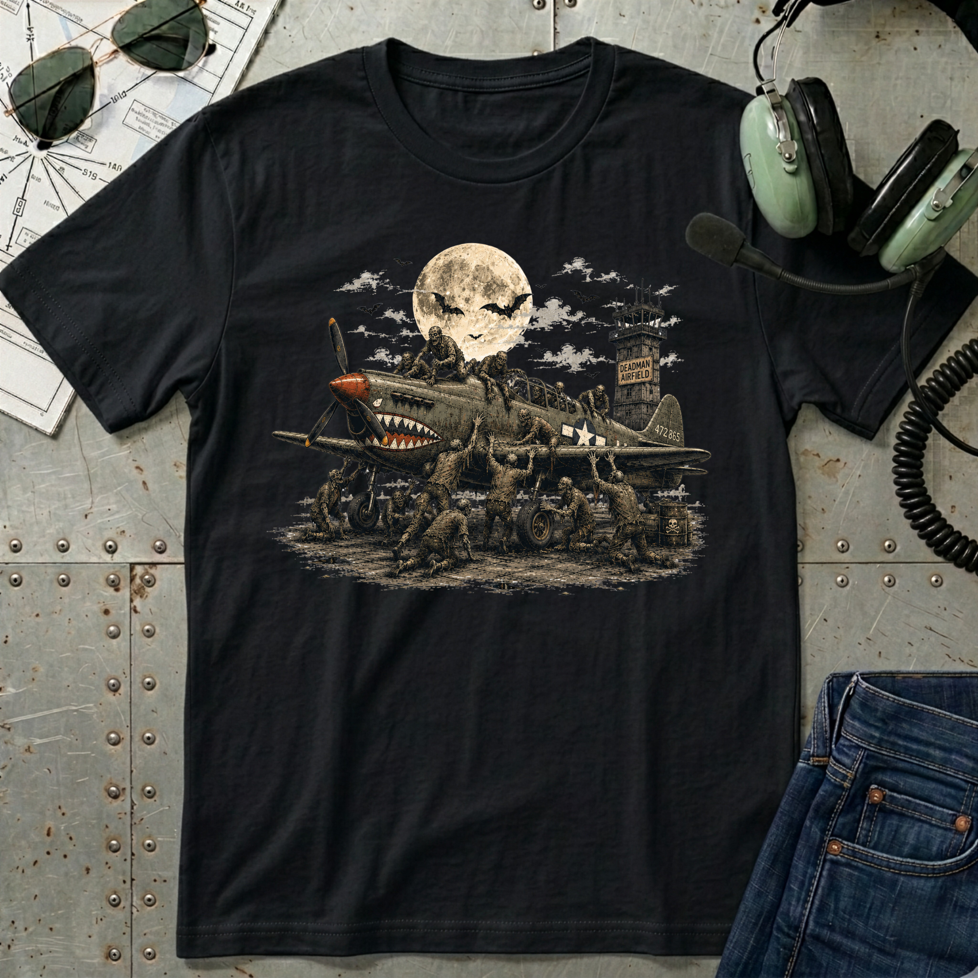 Zombies attack Airplane - Halloween T-Shirt