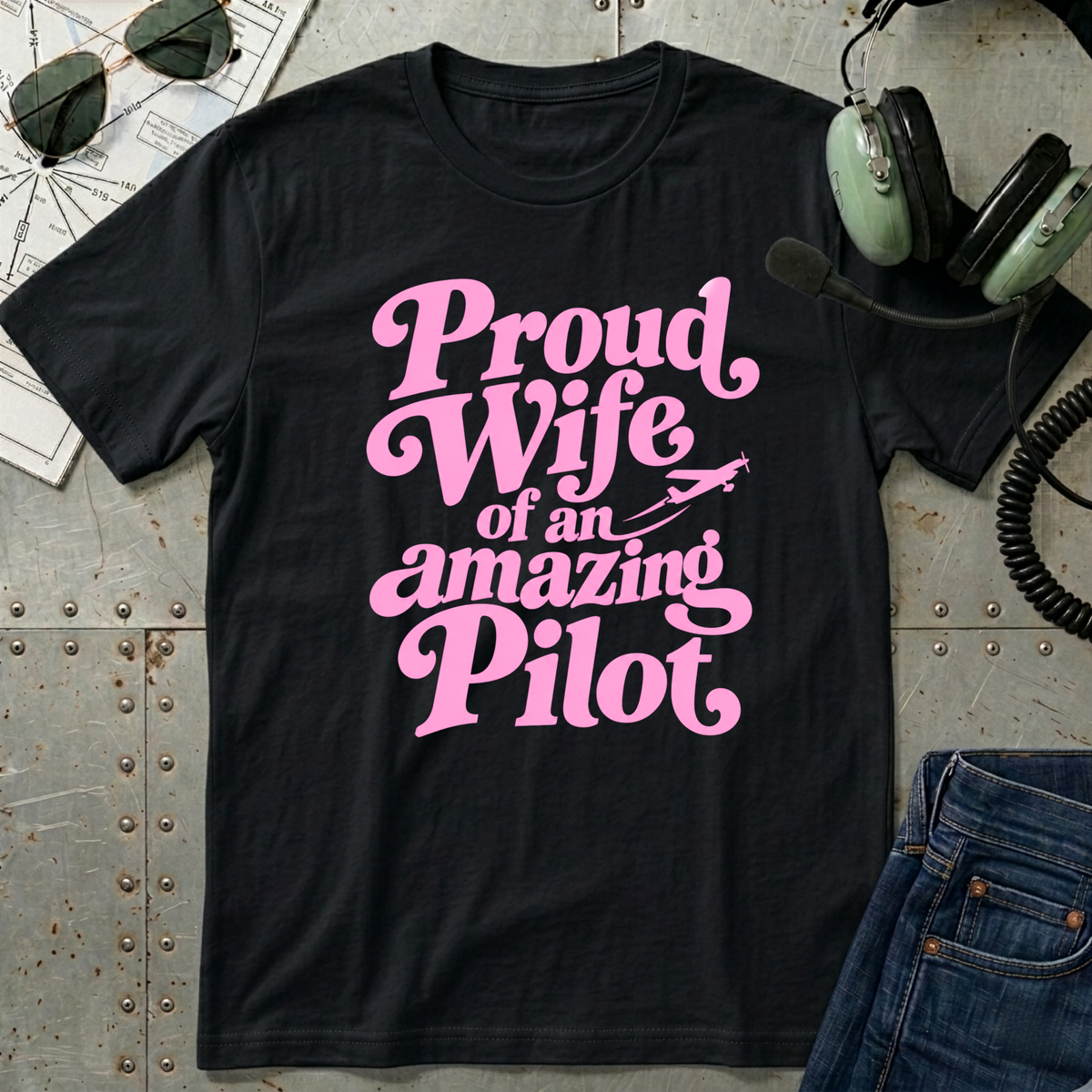 Proud Wife of an Amazing Pilot T-Shirt (Pink)