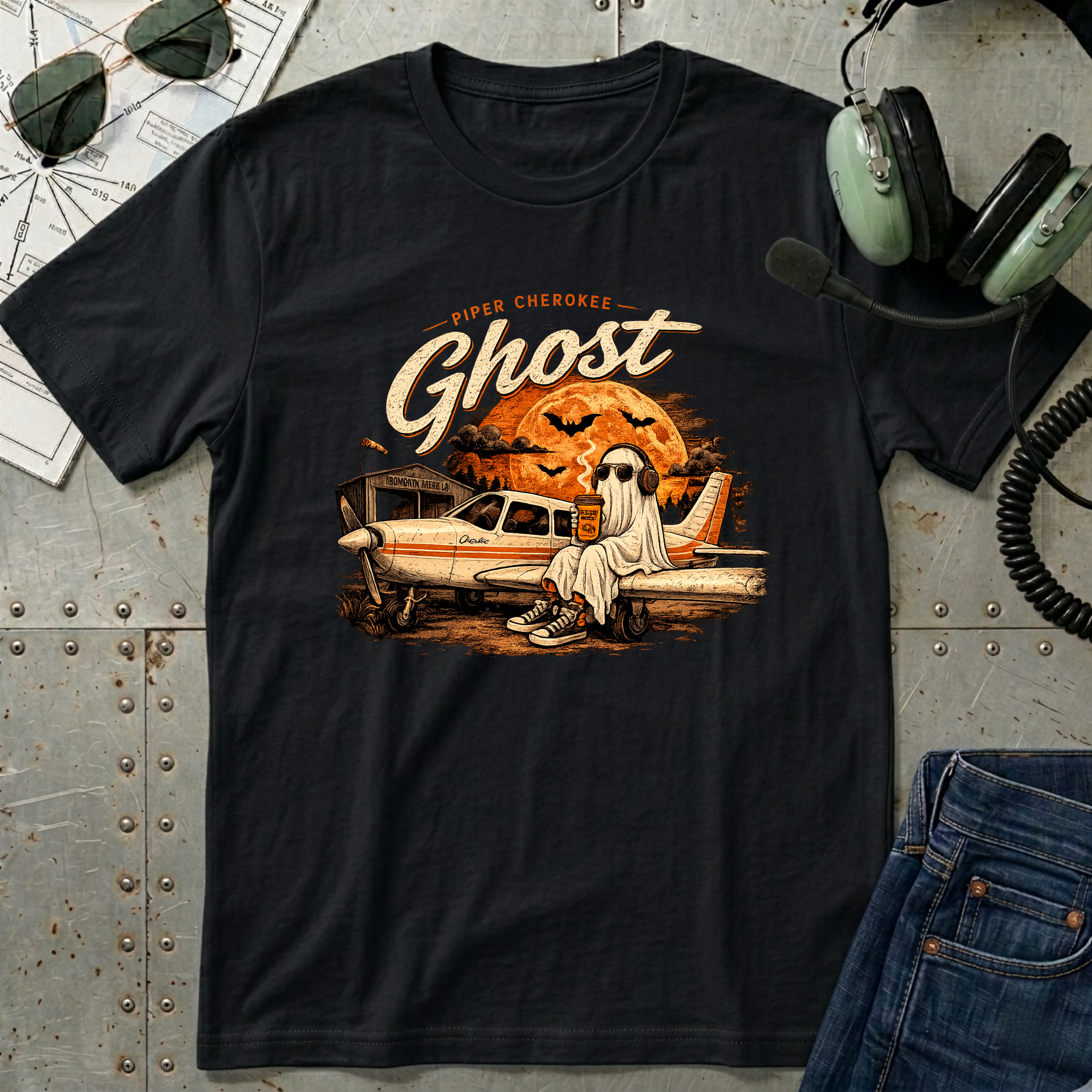Ghost Airplane Halloween T-Shirt