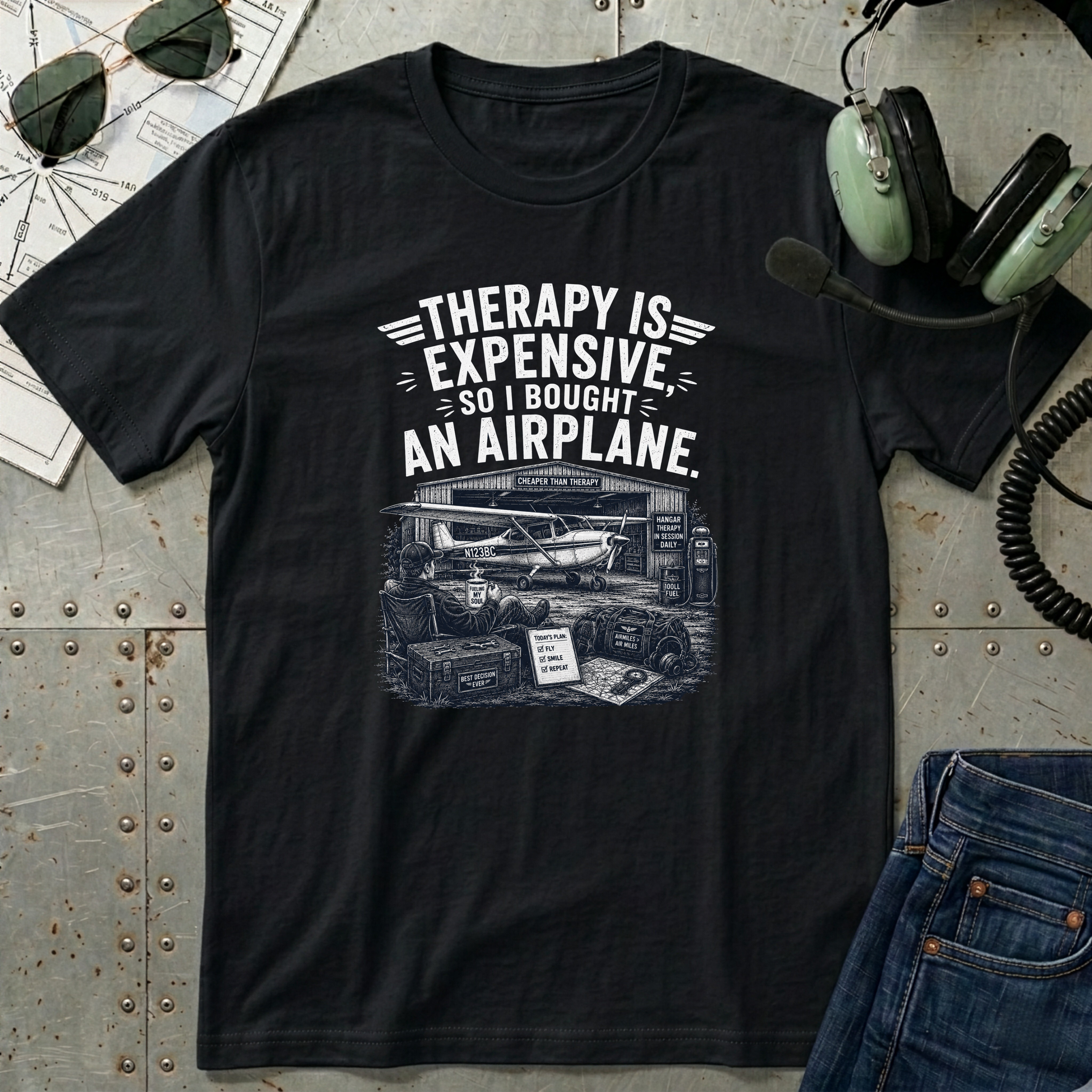 Therapy is Expensive graphic - Airplane T-Shirt