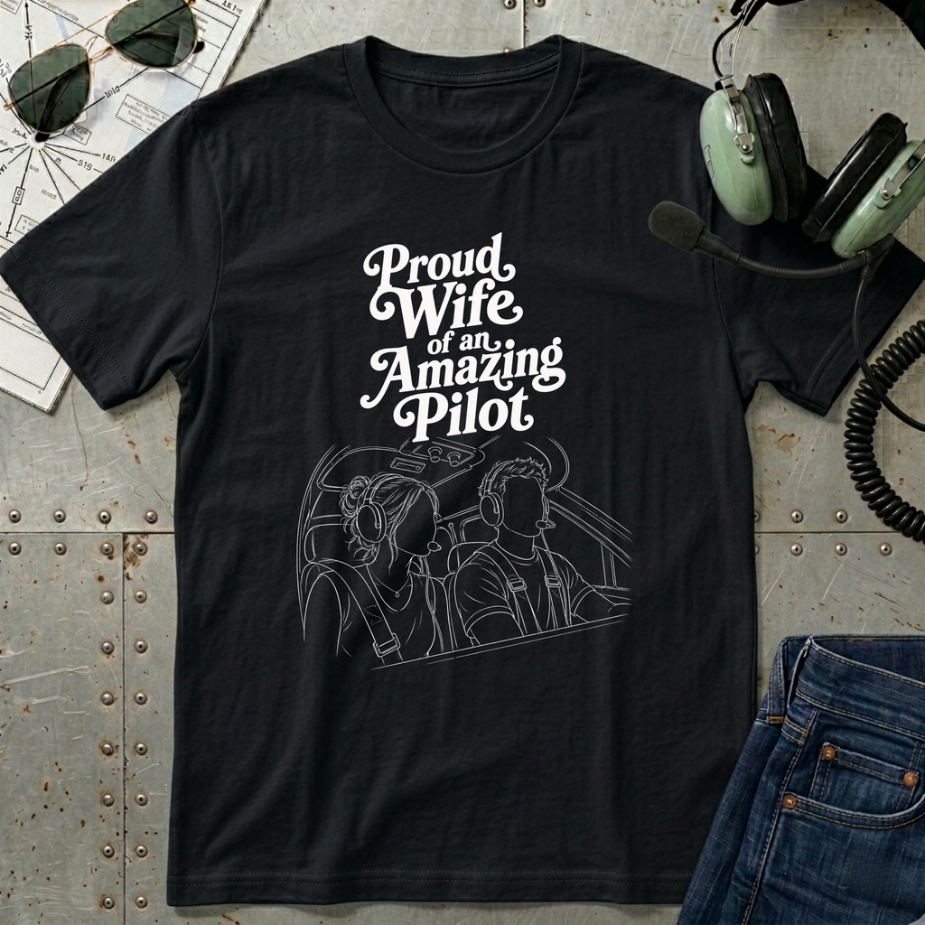 Proud Wife of an Amazing Pilot Line Art T-Shirt