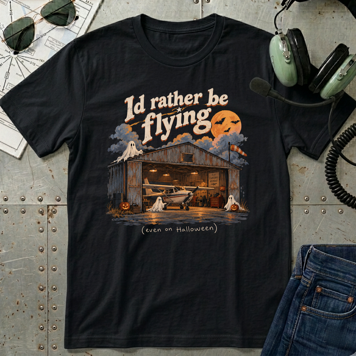 I'd Rather Be Flying Halloween T-Shirt