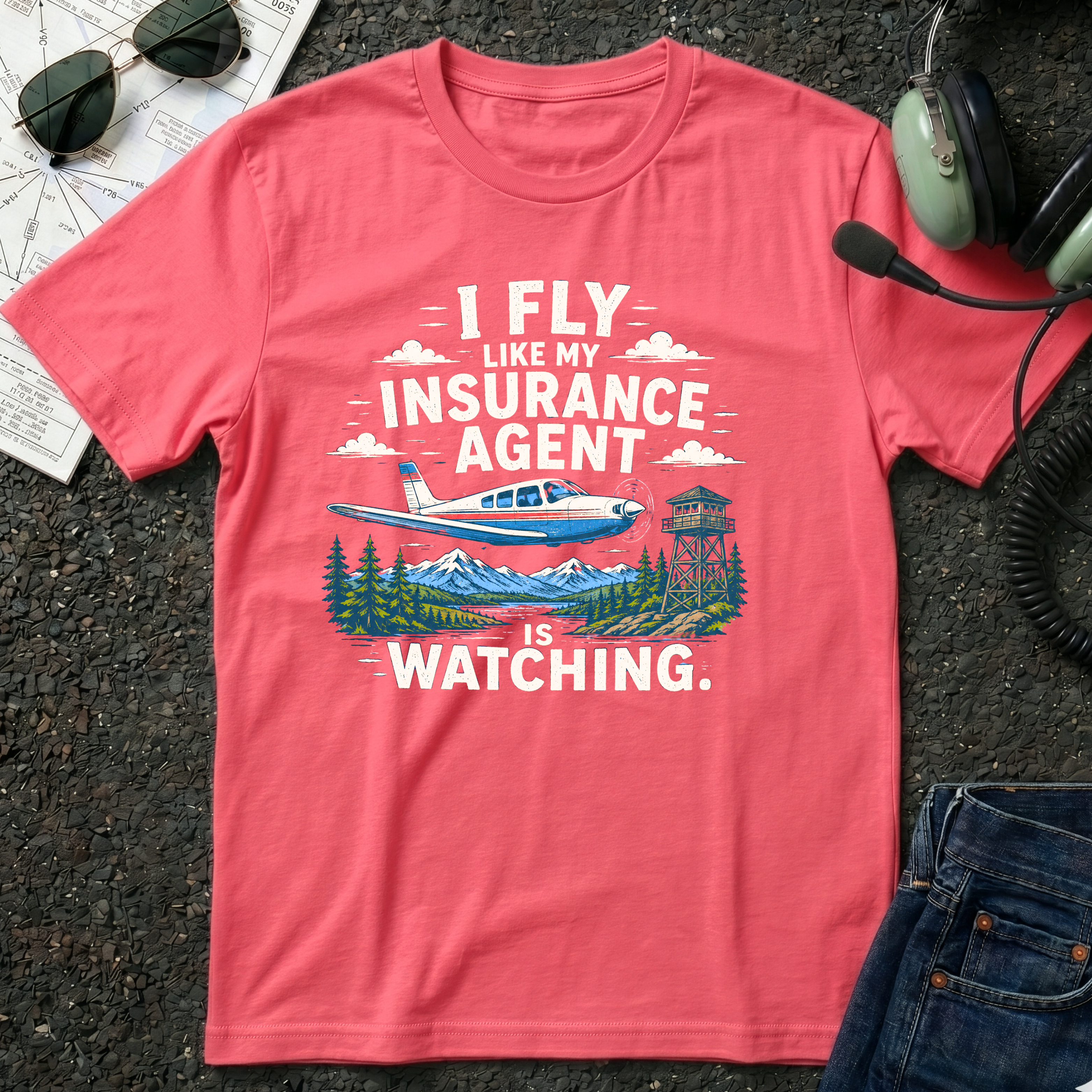 White Airplane Picnic T-Shirt
