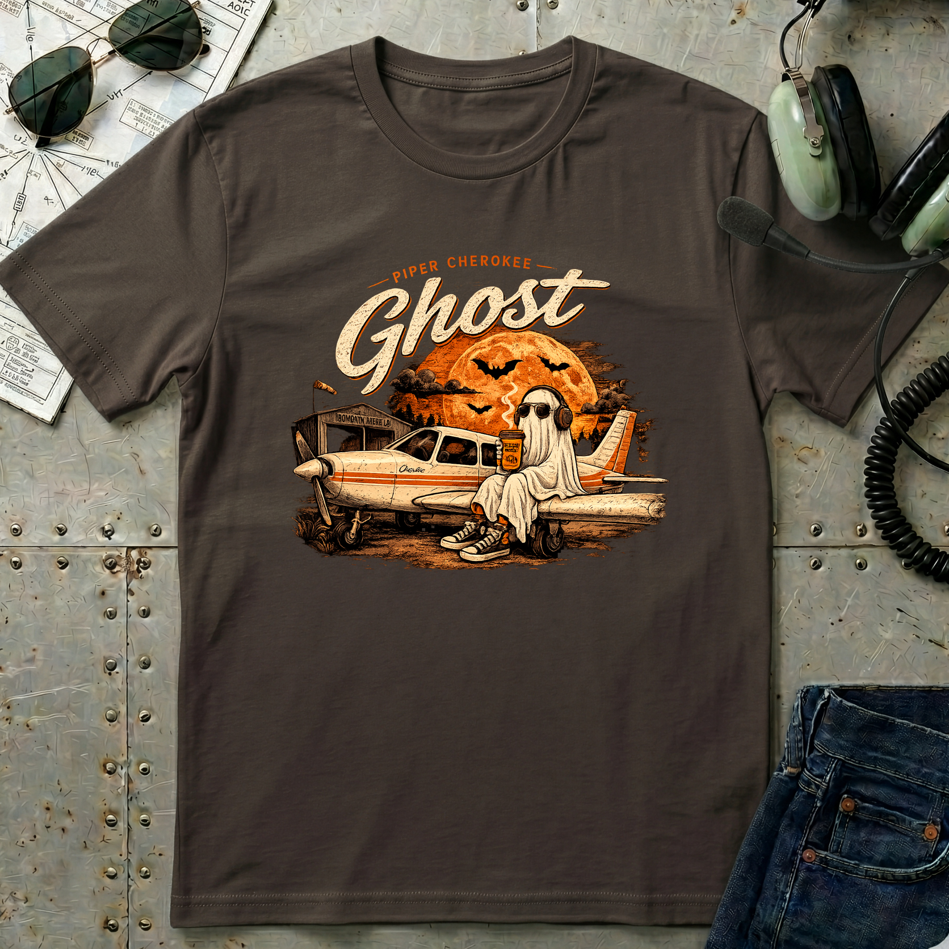 Ghost Airplane Halloween T-Shirt