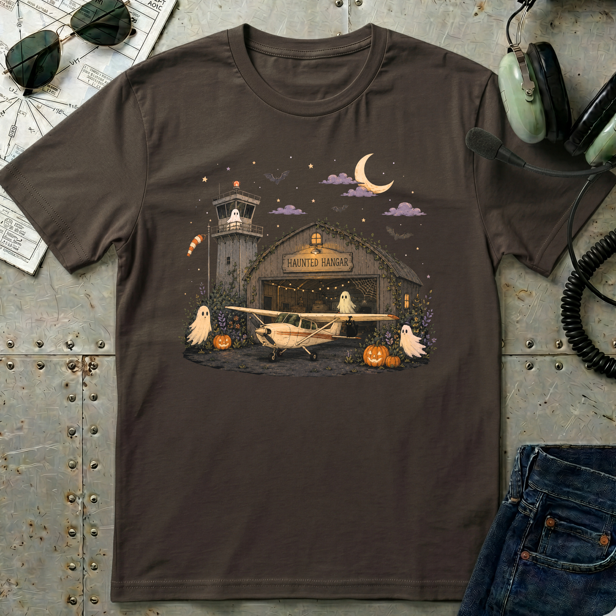 Spooky Night Airfield Halloween T-Shirt