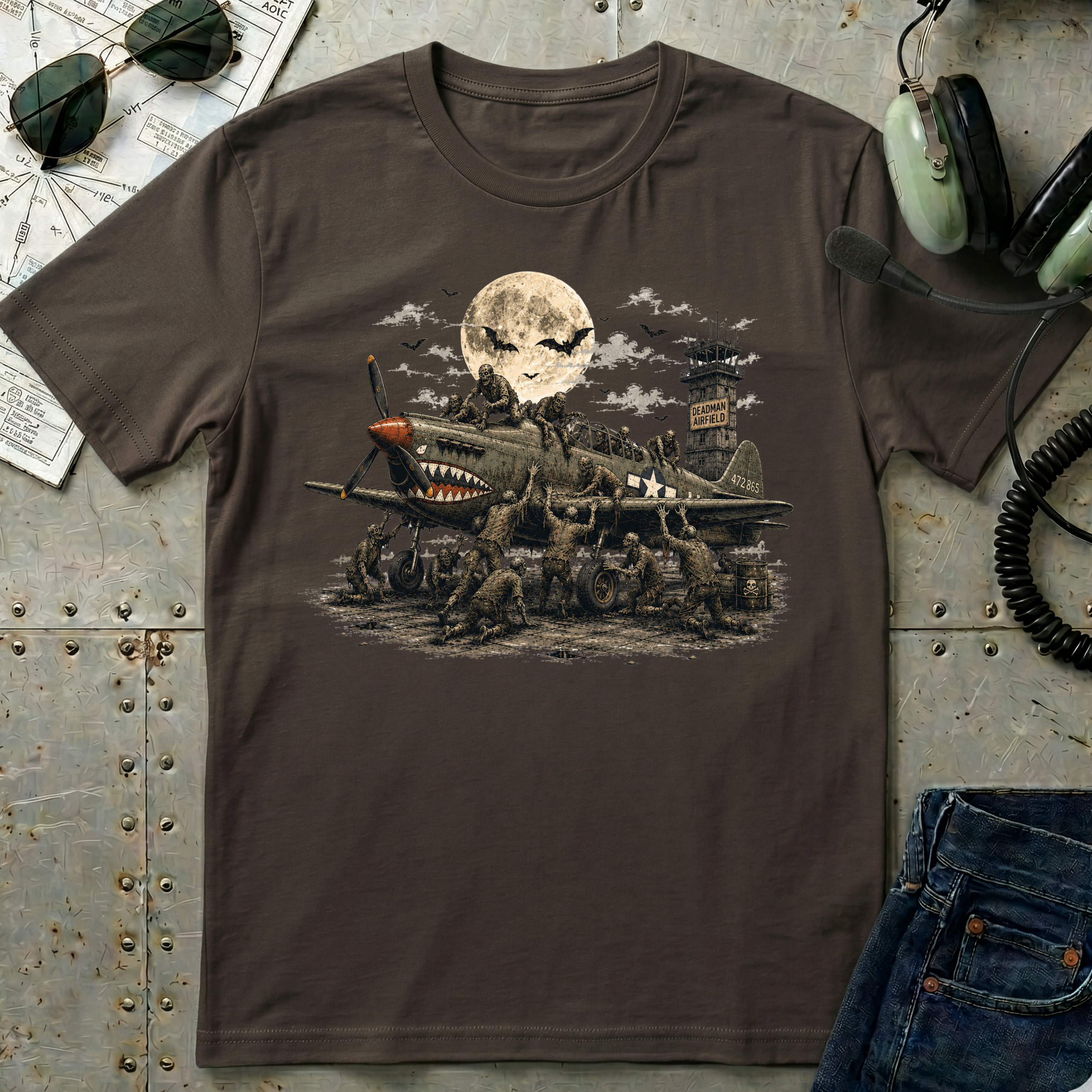 Zombies attack Airplane - Halloween T-Shirt