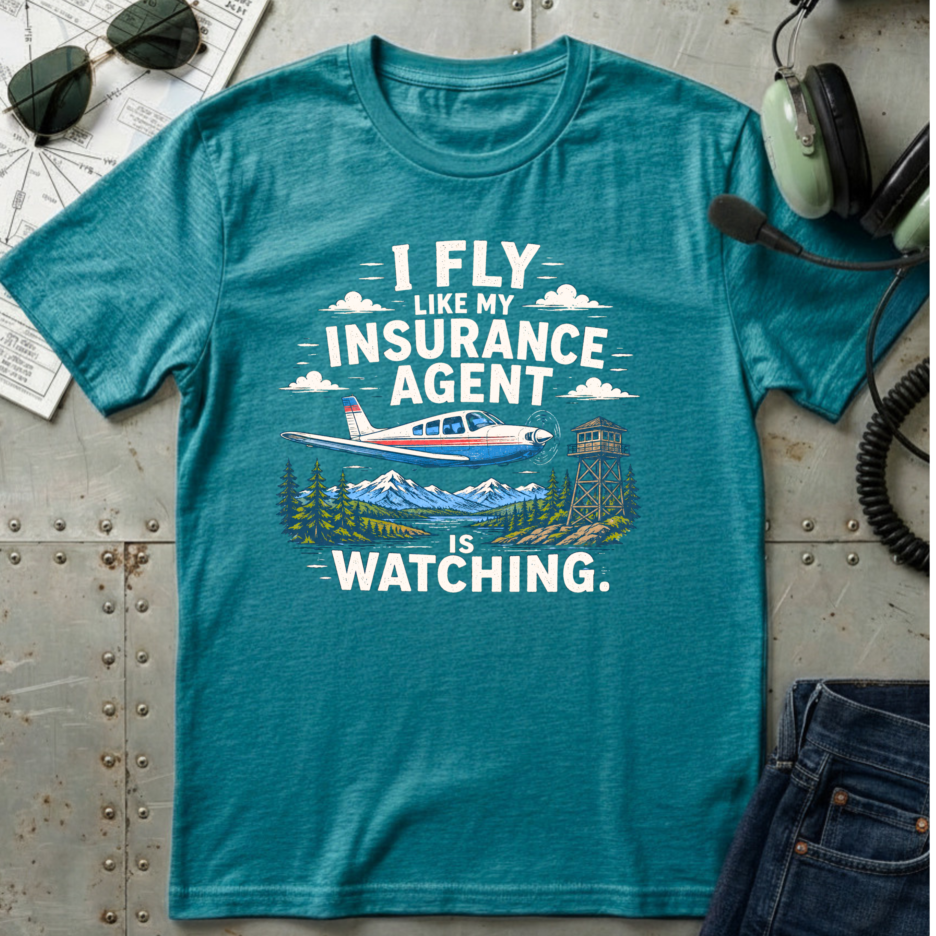 White Airplane Picnic T-Shirt
