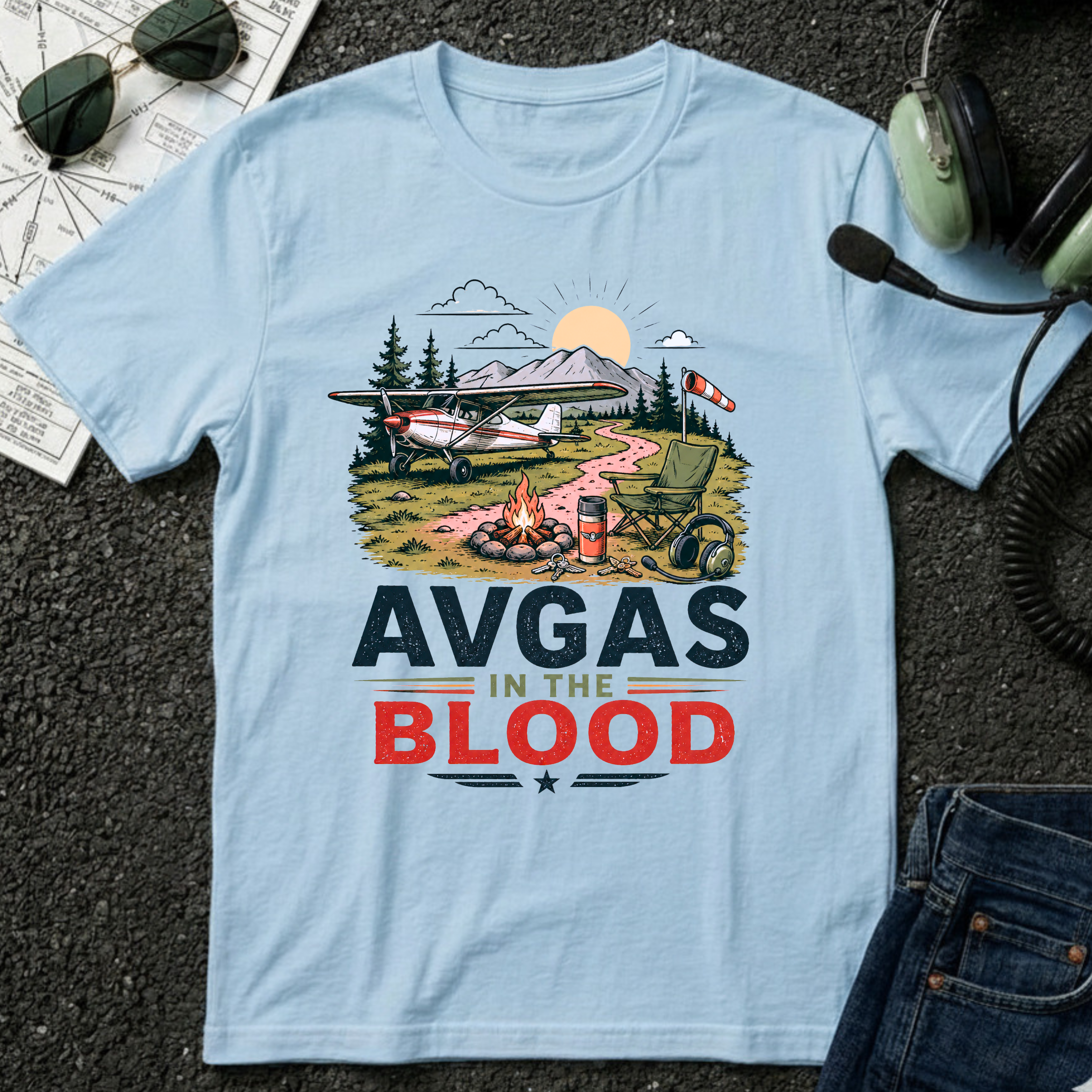 AVGAS in the Blood Graphic T-Shirt