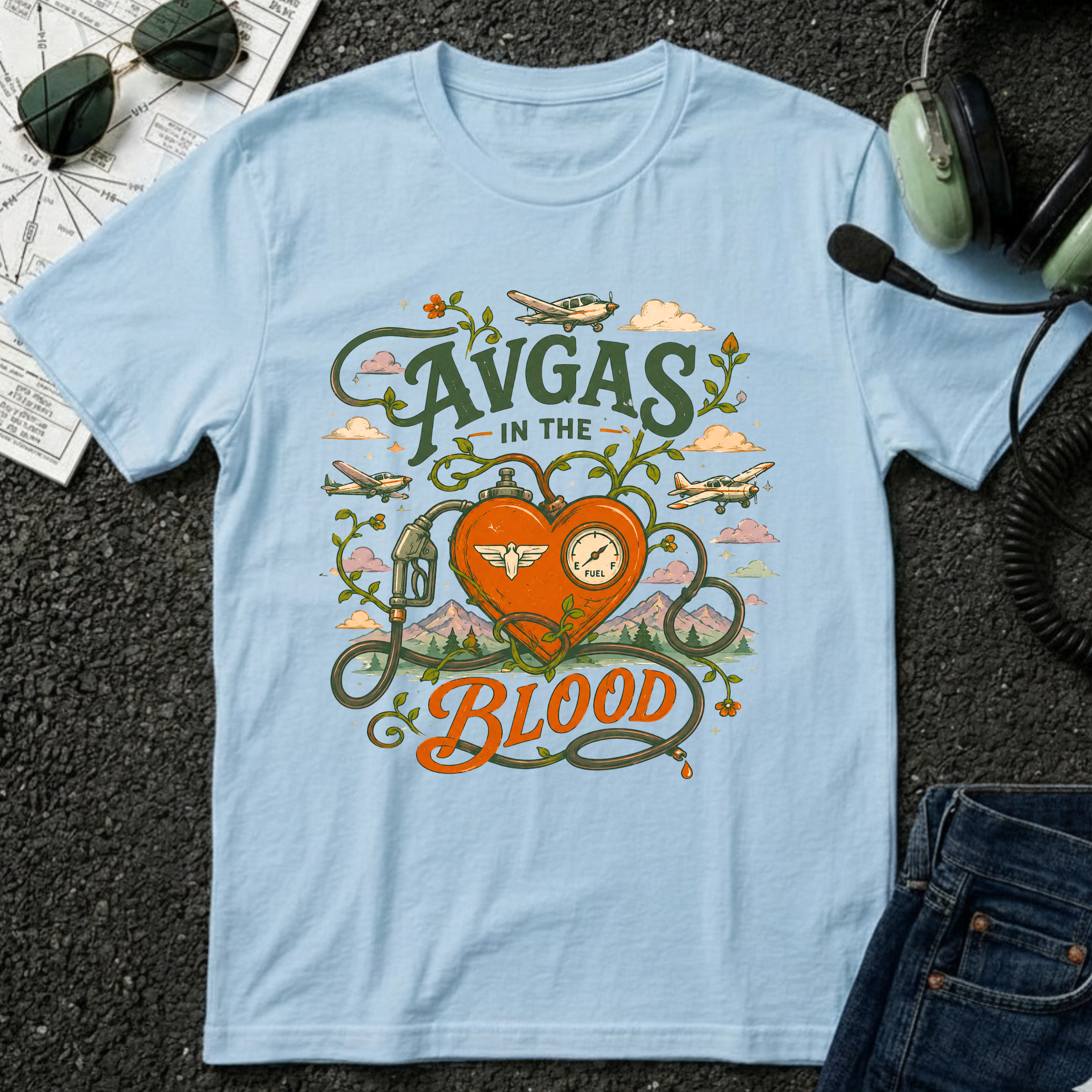 AVGAS in the Blood Whimsical T-Shirt