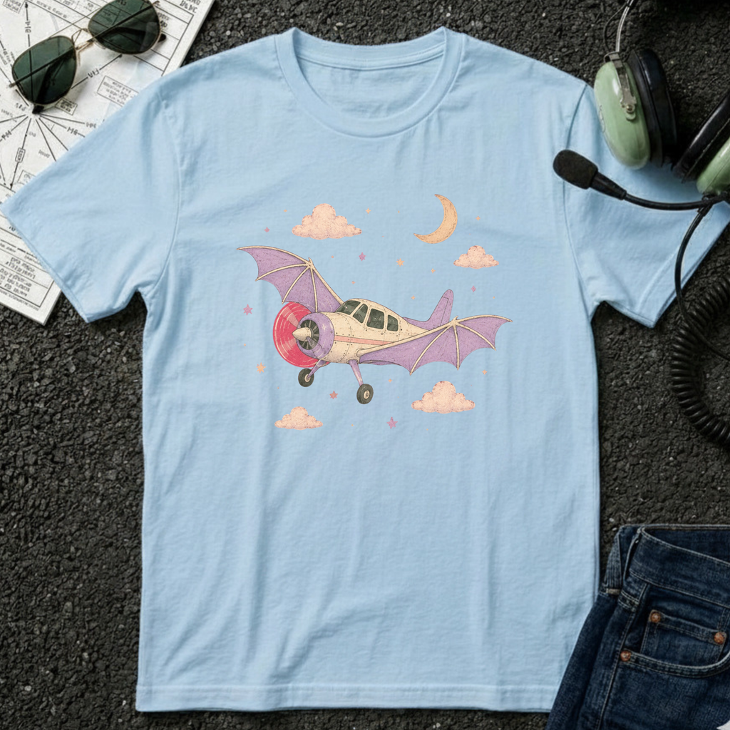 Bat Wings Airplane - Halloween T-Shirt