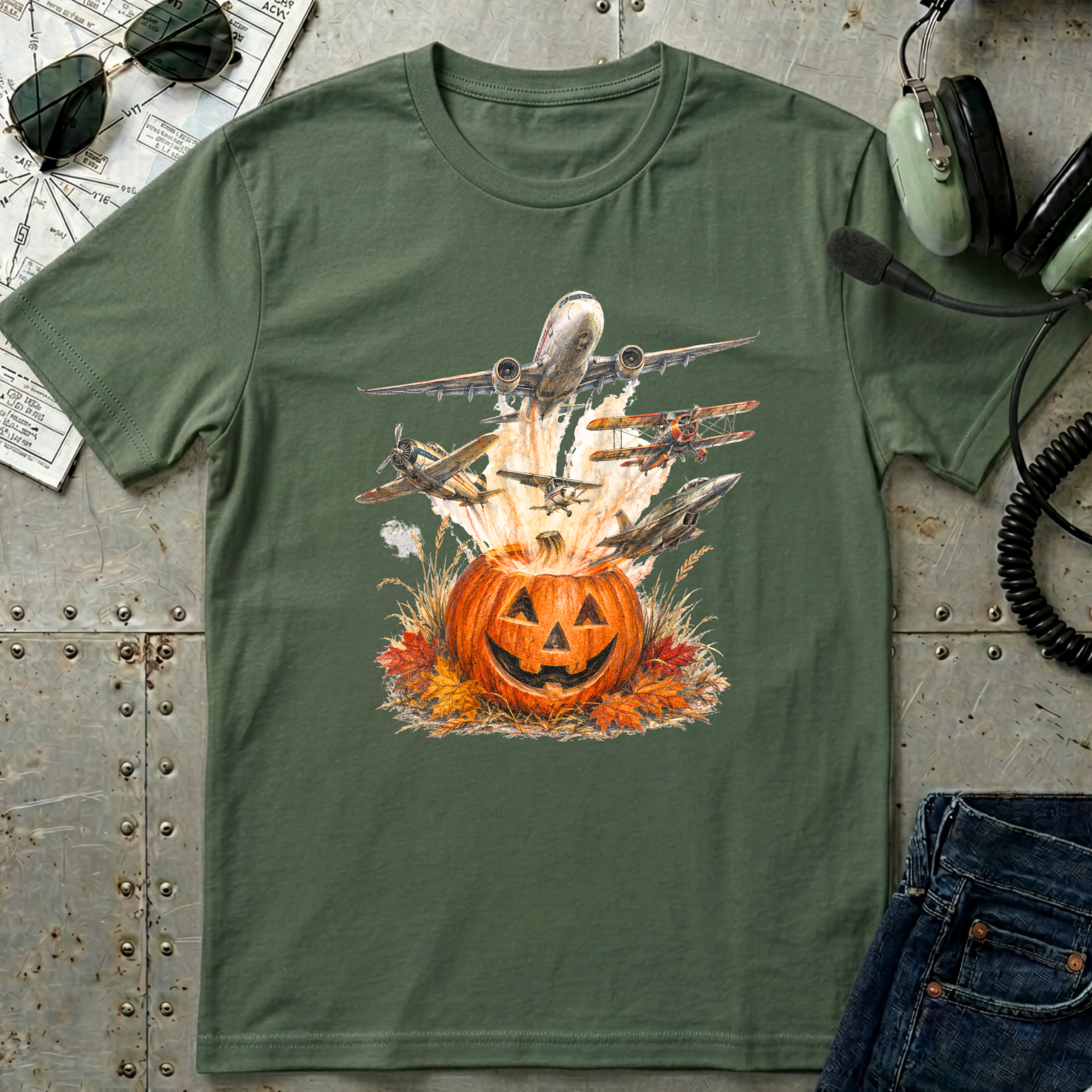 Spooky Pumpkin Aviation T-shirt