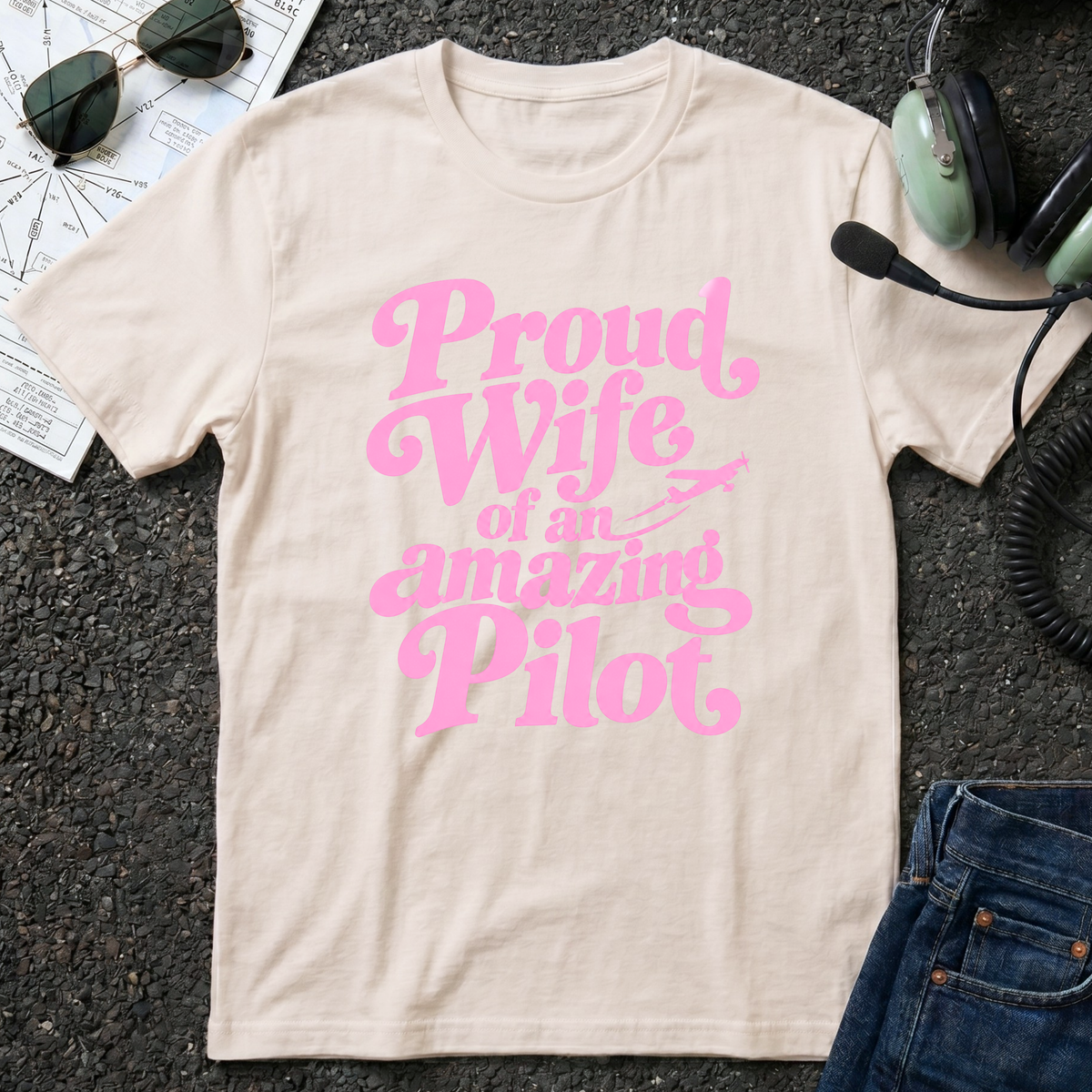 Proud Wife of an Amazing Pilot T-Shirt (Pink)