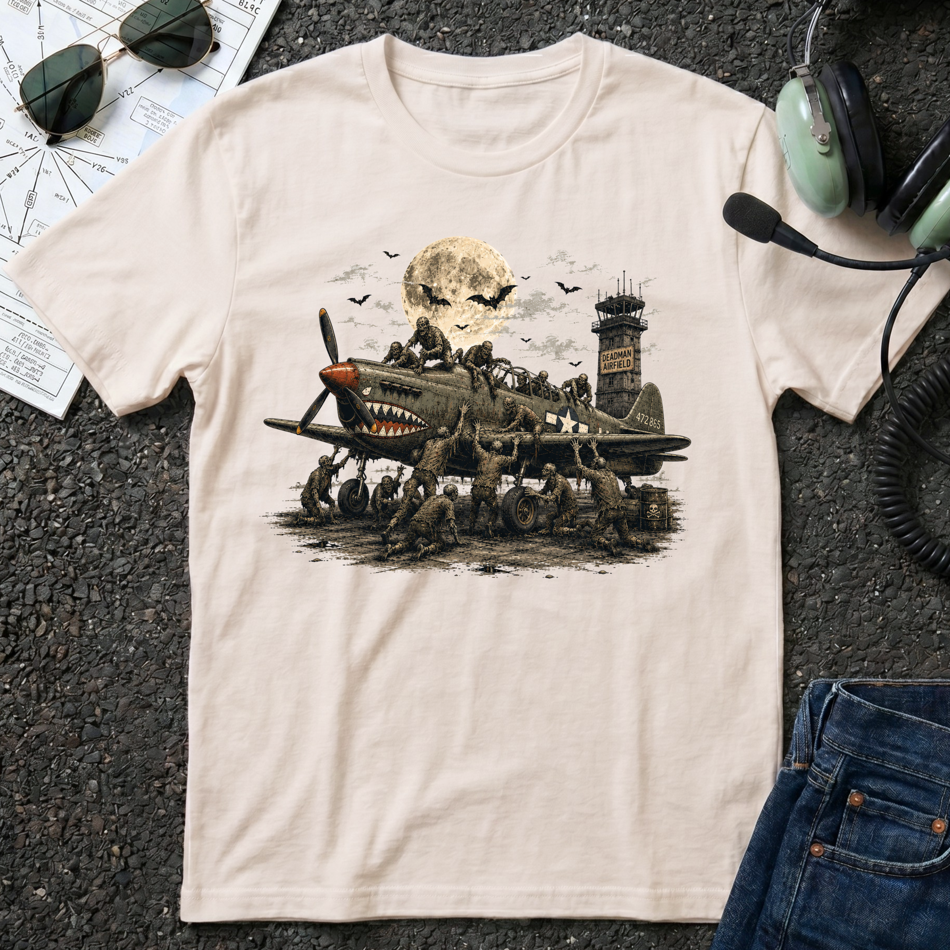 Zombies attack Airplane - Halloween T-Shirt