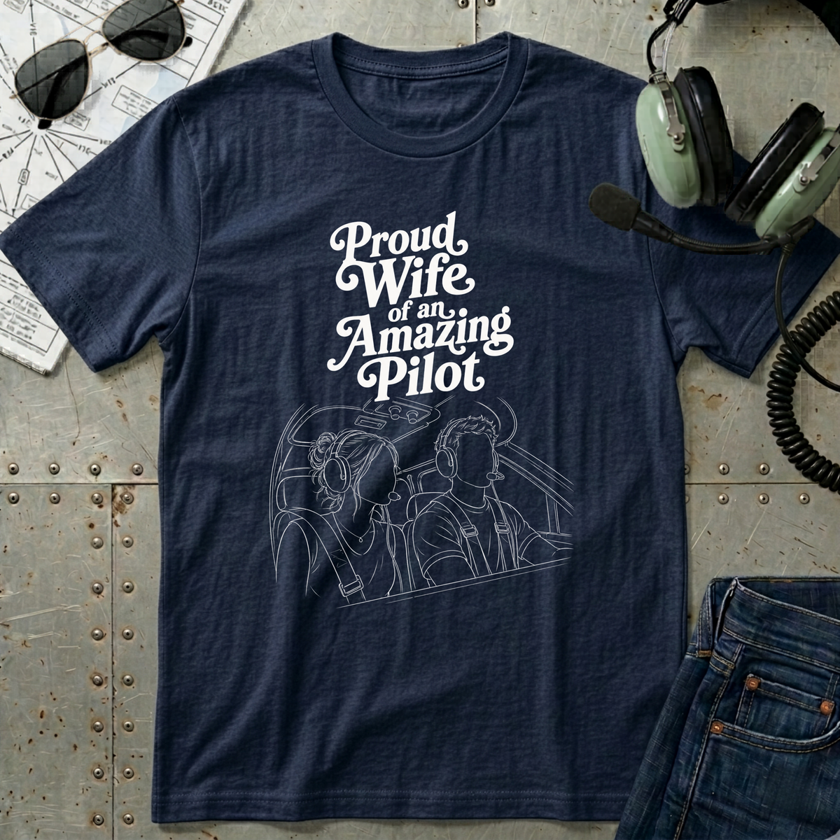 Proud Wife of an Amazing Pilot Line Art T-Shirt