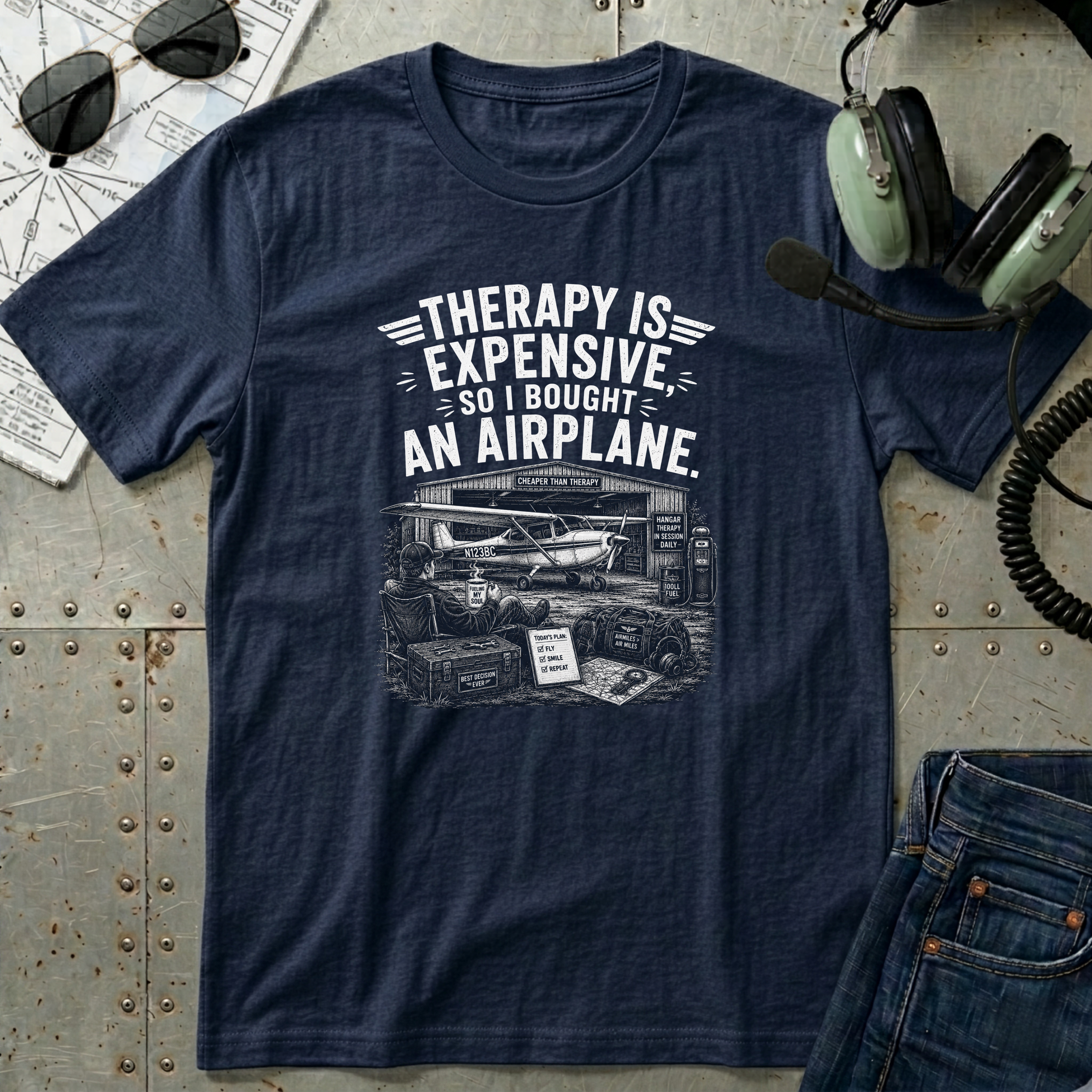 Therapy is Expensive graphic - Airplane T-Shirt