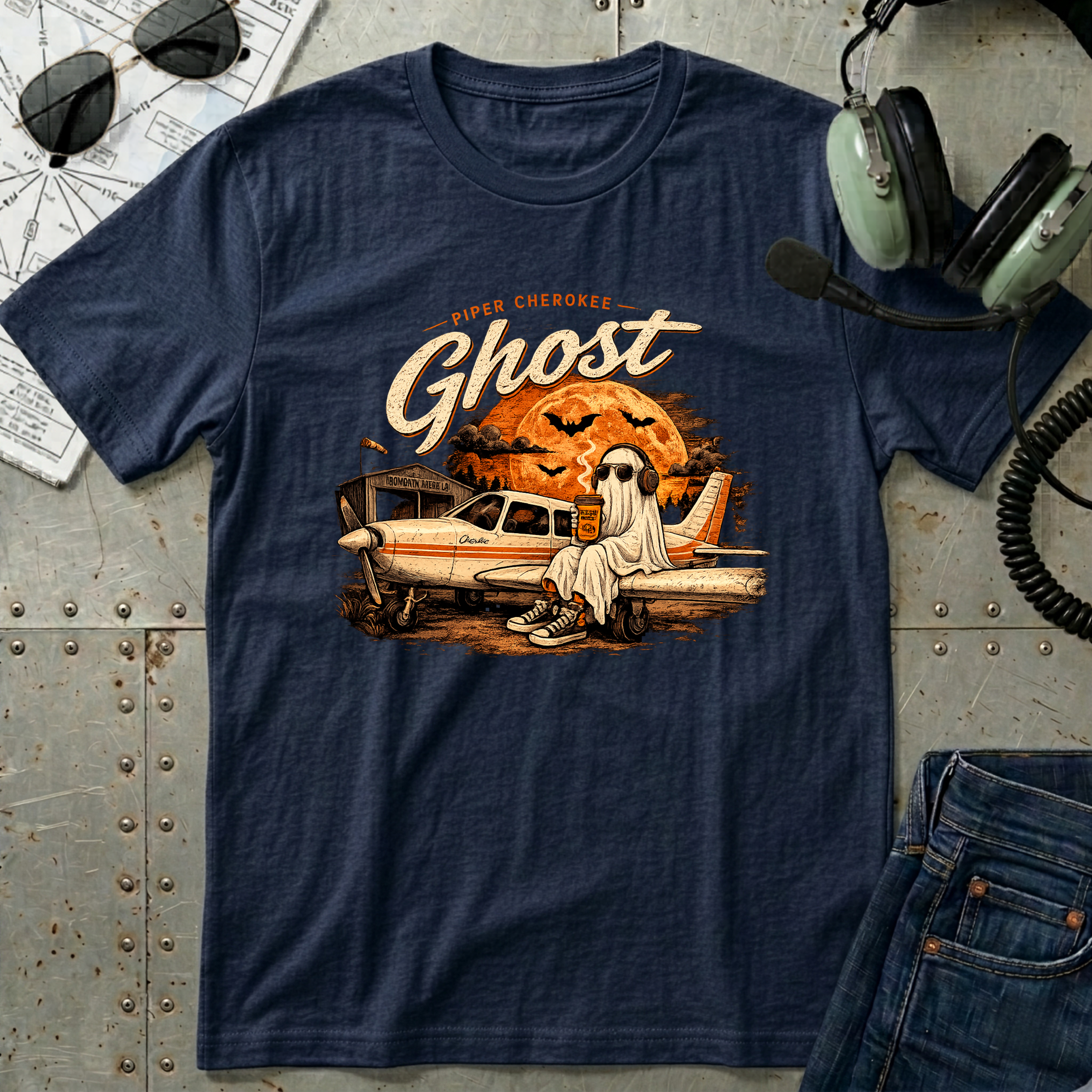 Ghost Airplane Halloween T-Shirt