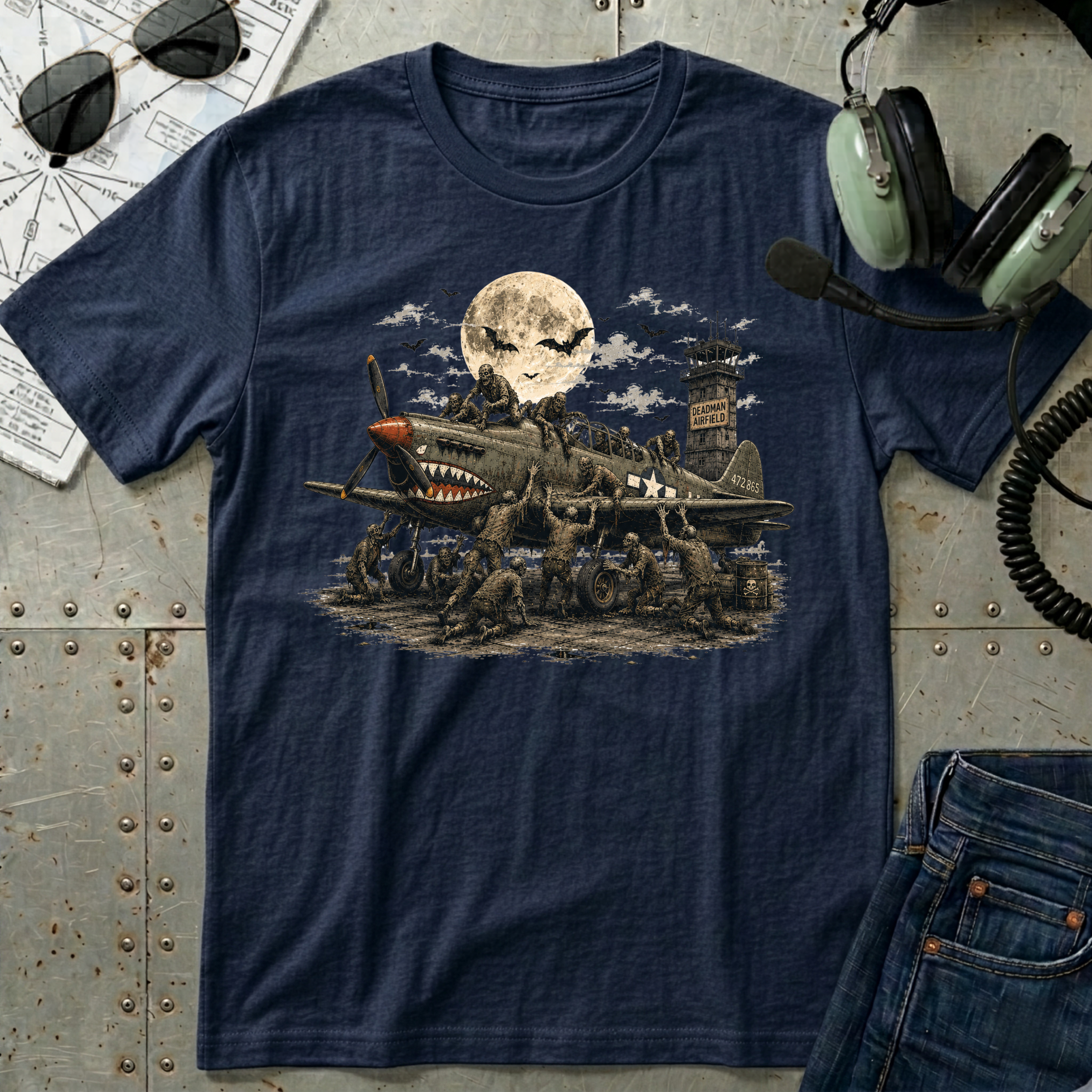 Zombies attack Airplane - Halloween T-Shirt