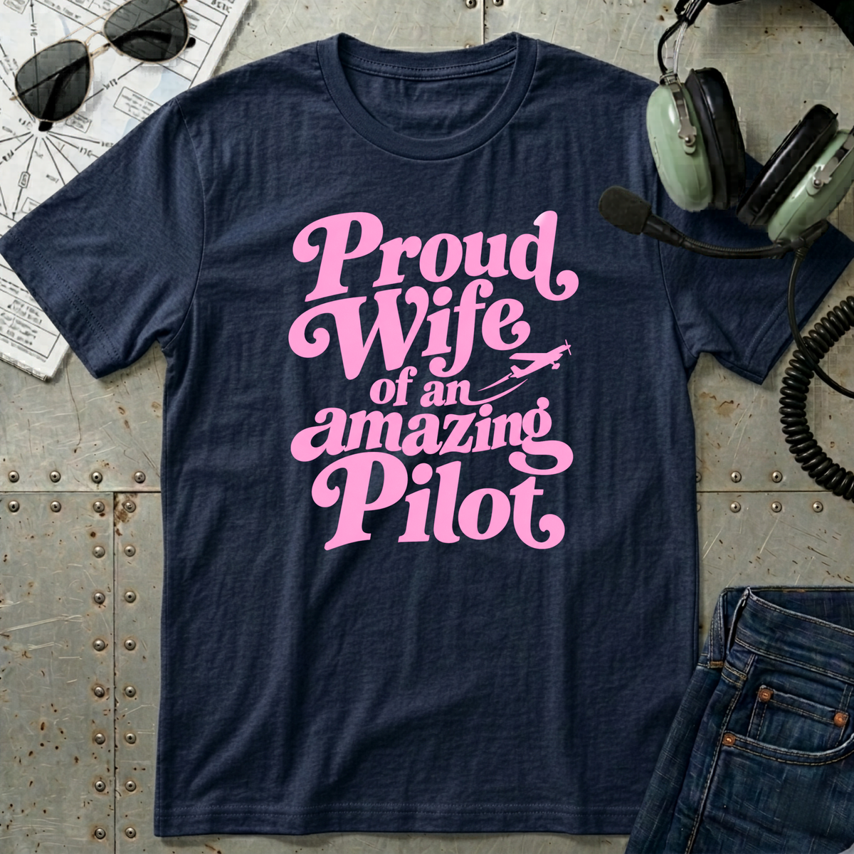 Proud Wife of an Amazing Pilot T-Shirt (Pink)