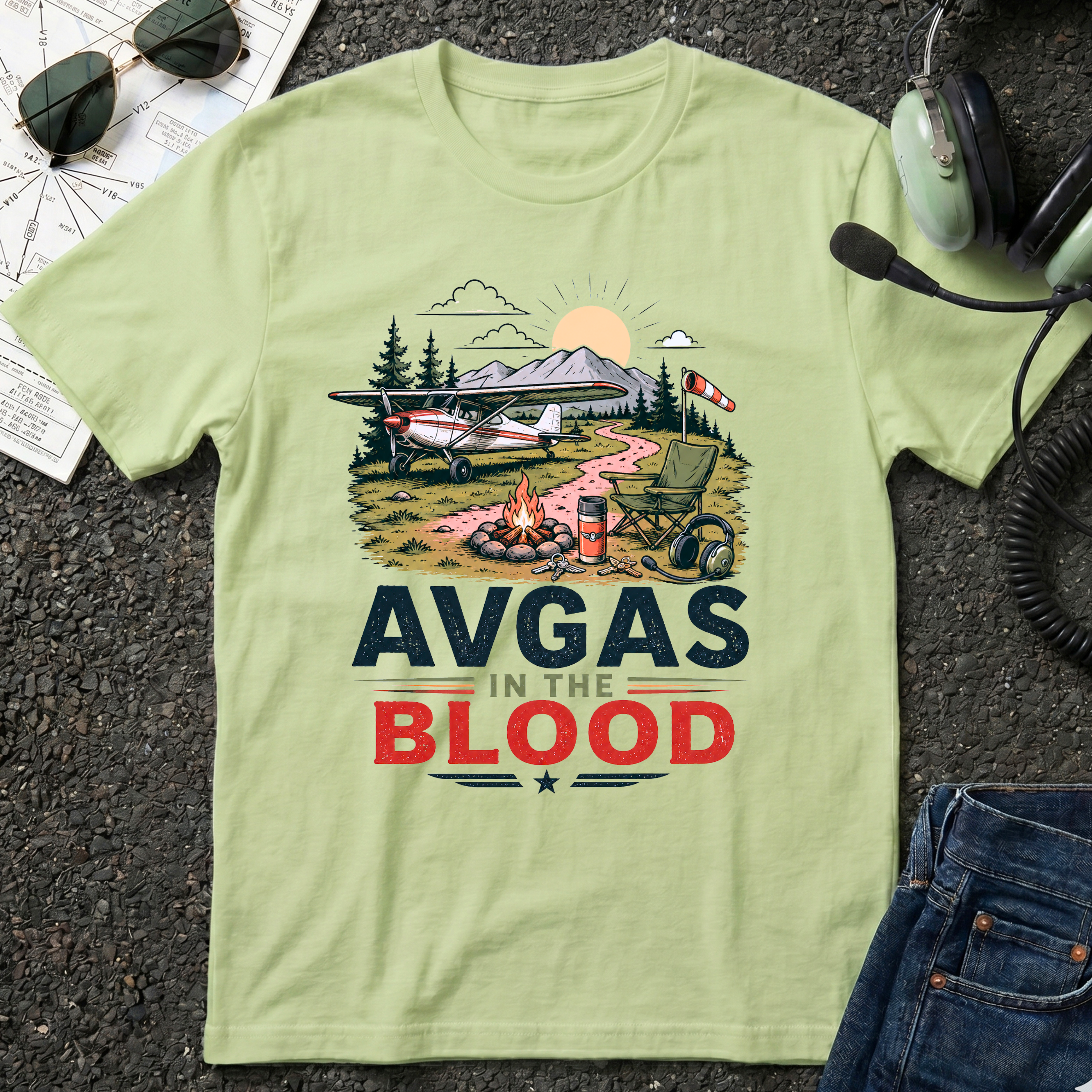 AVGAS in the Blood Graphic T-Shirt