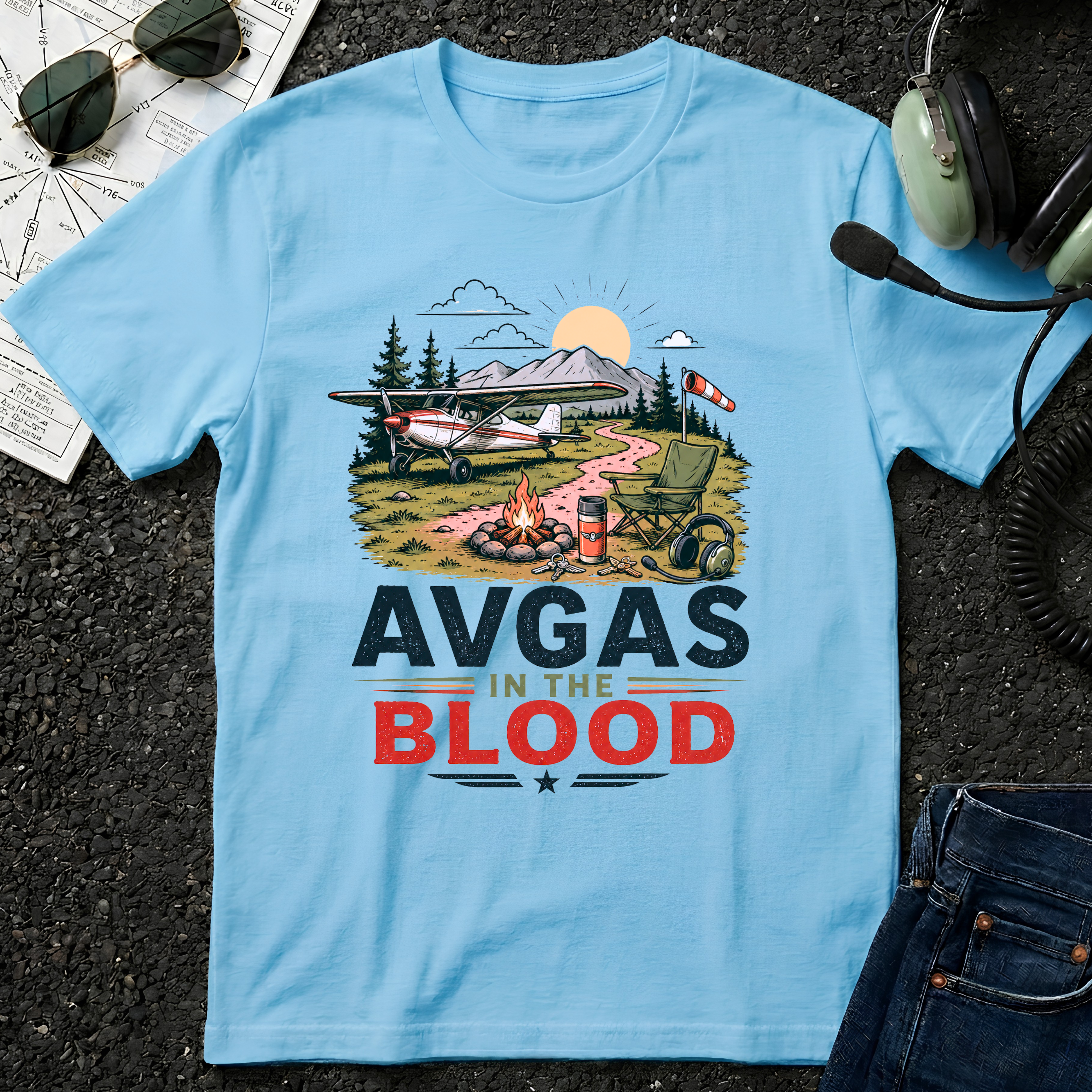 AVGAS in the Blood Graphic T-Shirt