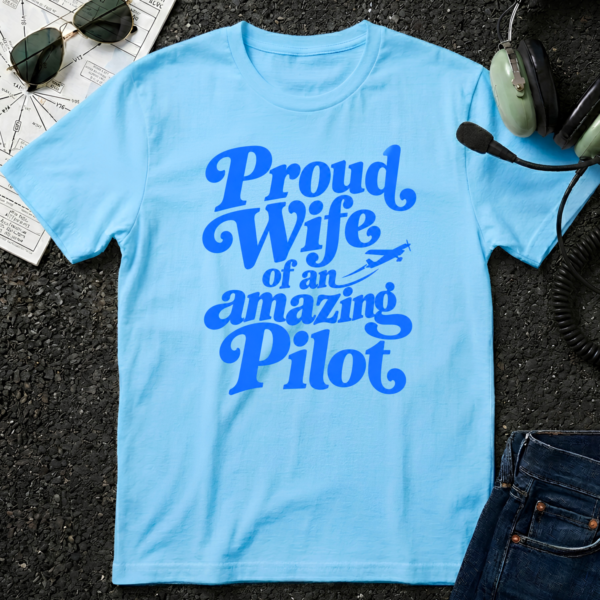 Proud Wife of an Amazing Pilot T-Shirt (Pink)