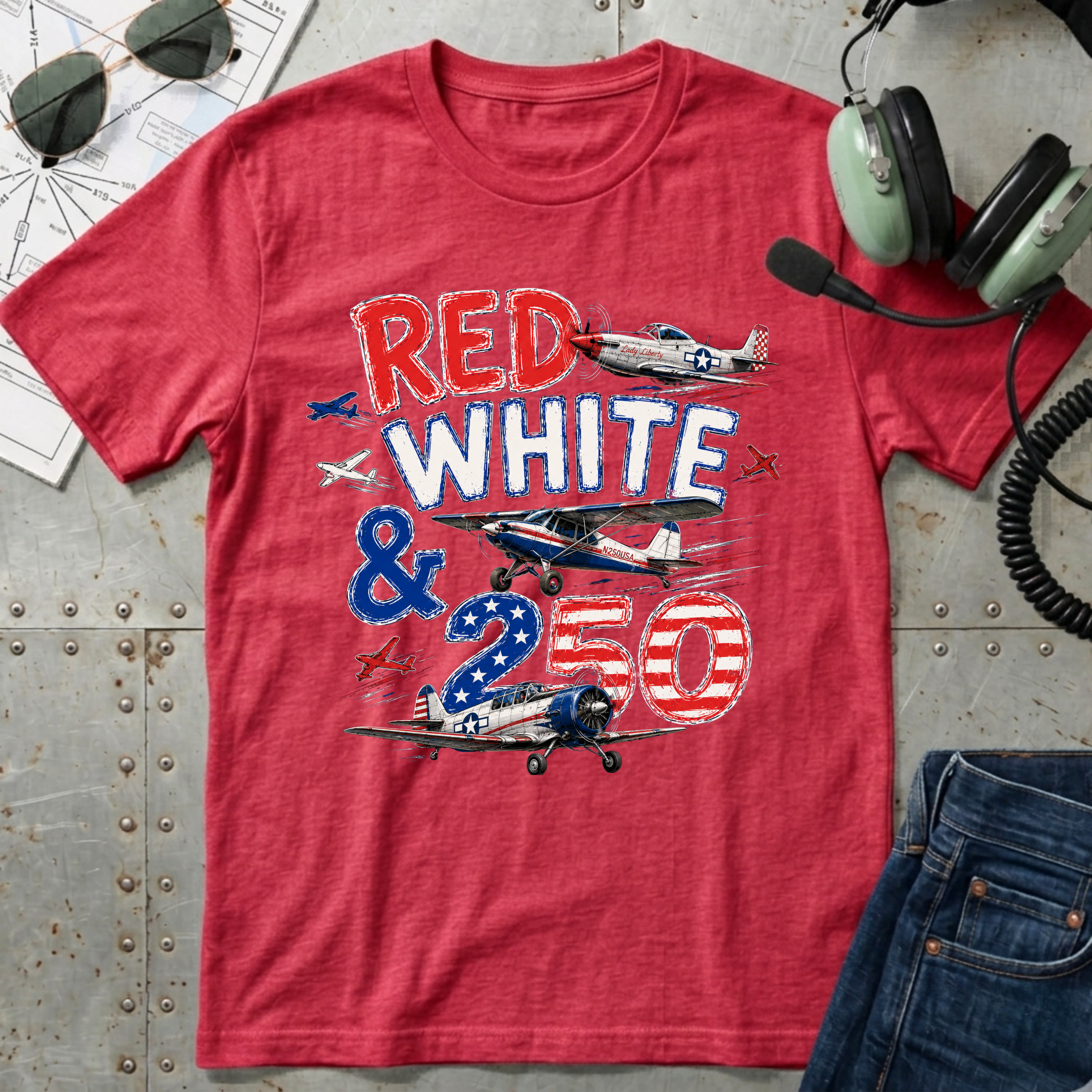 Red White and Airplanes T-Shirt