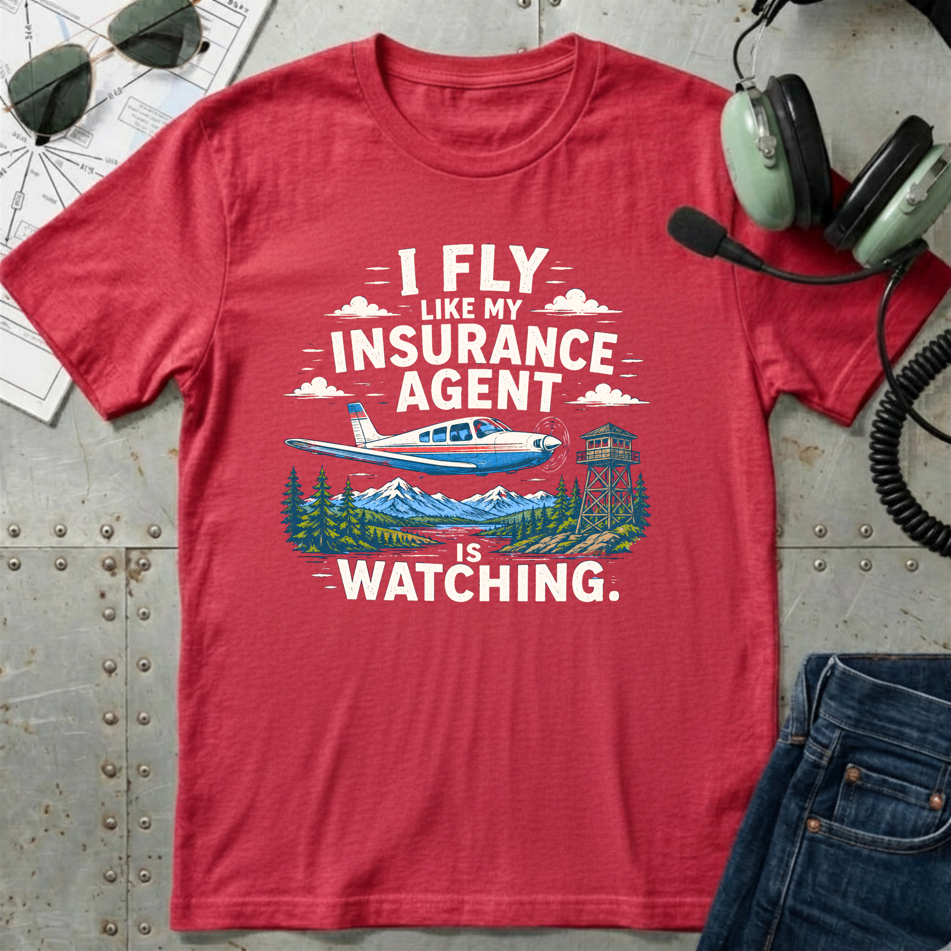 White Airplane Picnic T-Shirt