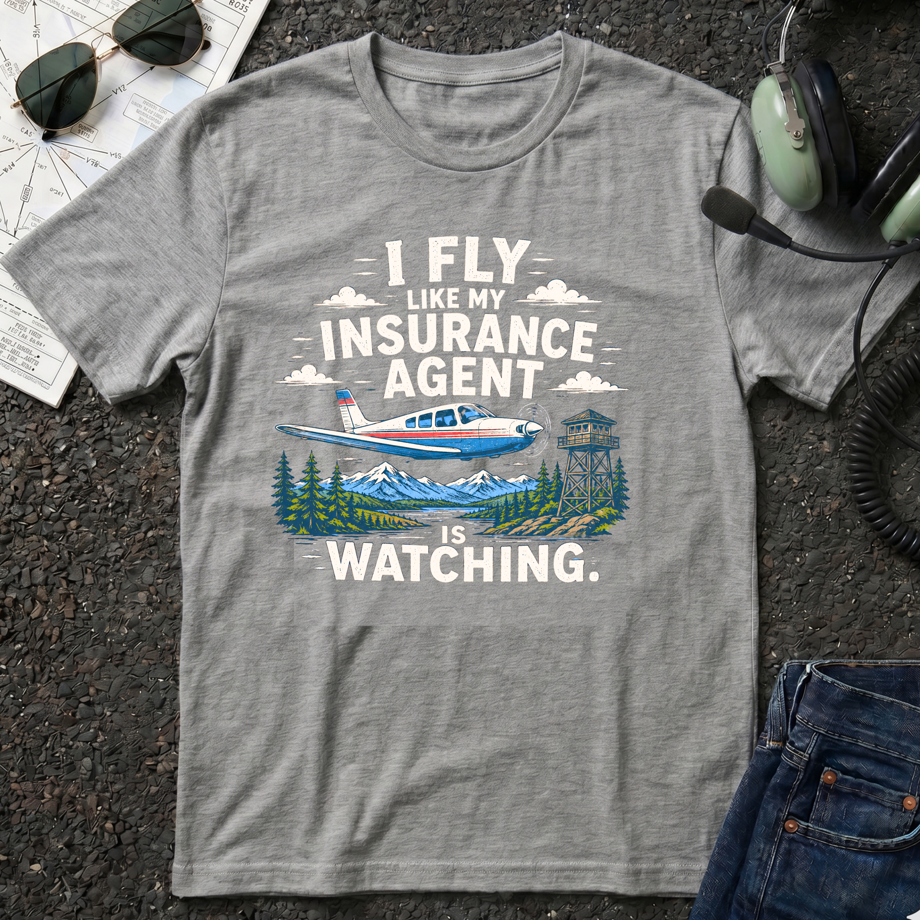 White Airplane Picnic T-Shirt