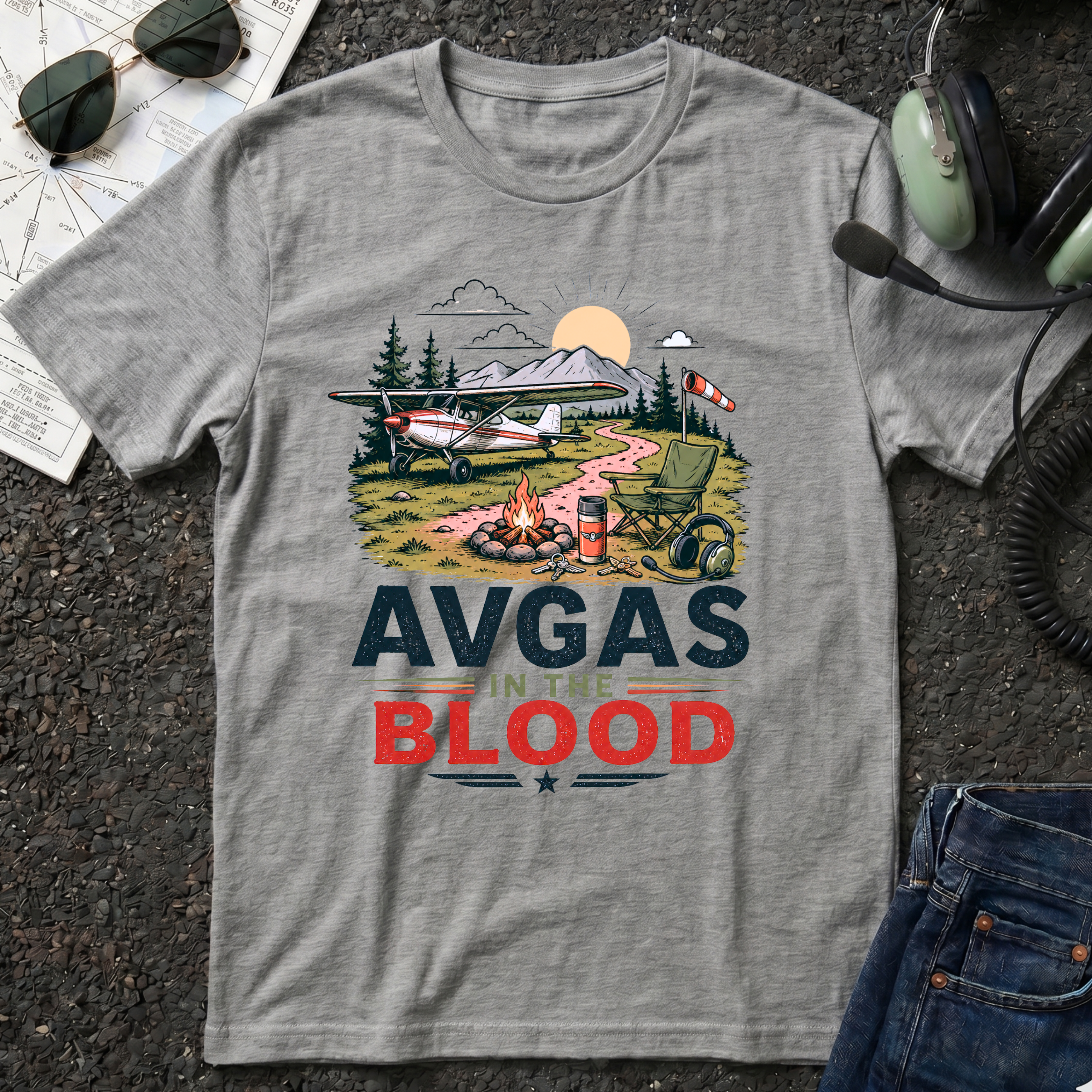 AVGAS in the Blood Graphic T-Shirt