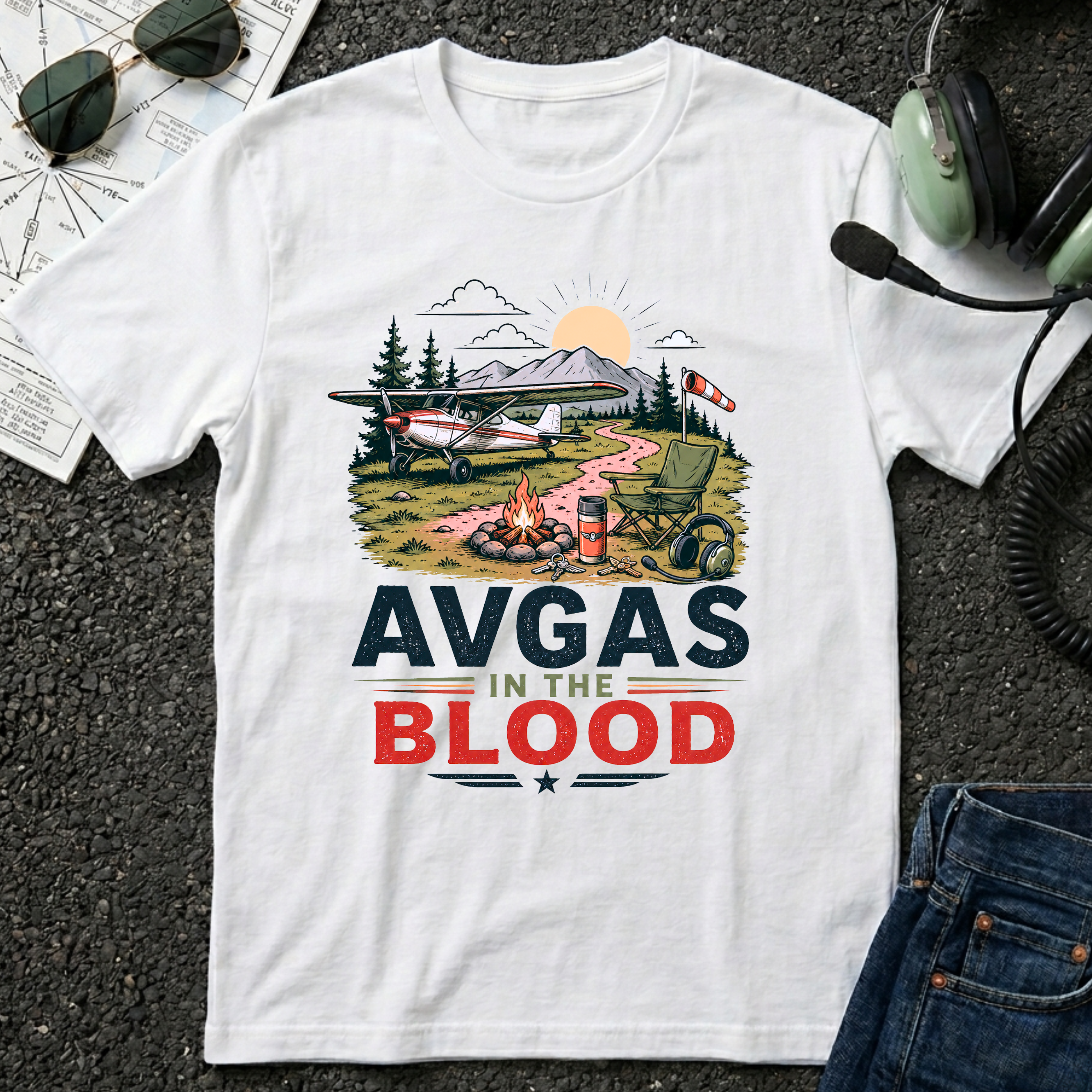 AVGAS in the Blood Graphic T-Shirt
